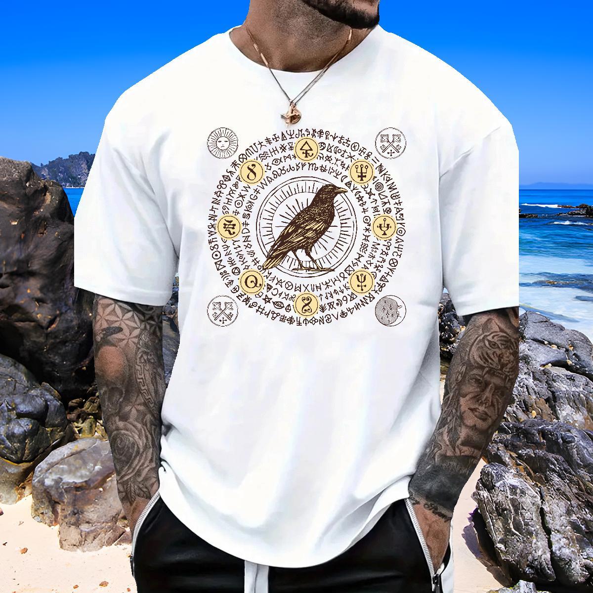 Loose Men Clothes T-Shirt 100% Cotton 230g bird T Shirts Men Street Wear Short Sleeve O-Neck Skull Fashion Designer Tops Shirt
