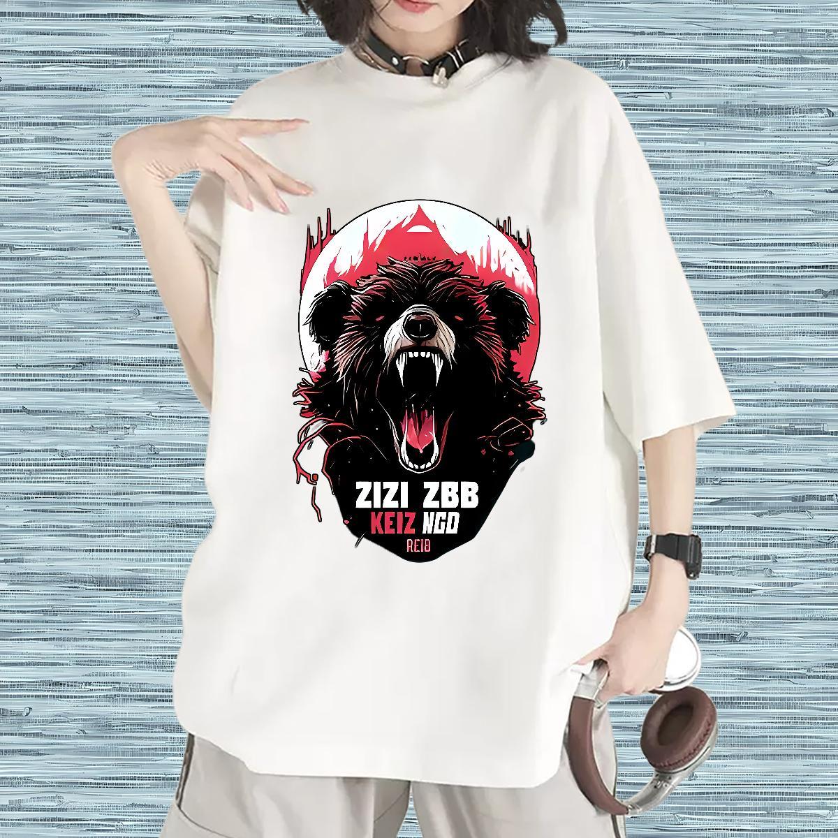 Popular Womens T Shirts O-Neck Short Sleeve Unisex Tshirts DIY Logo bear Street Wear 230g 100% Cotton New Arrival Tees Shirts
