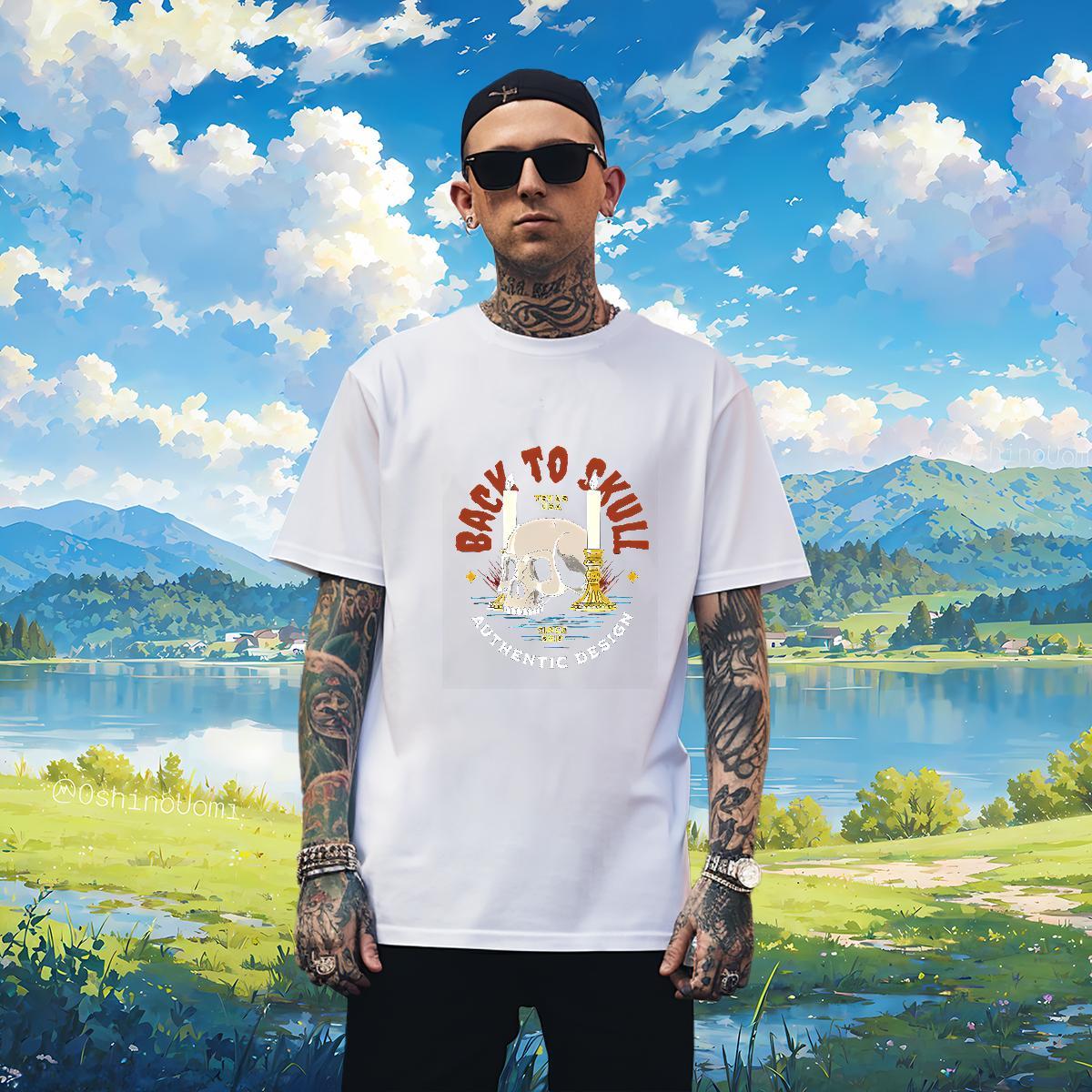 Mens T Shirts 230g Cotton halloween Summer Casual Crew Neck White Plus Size Couples T Shirts Stylist Comfortable Clothes