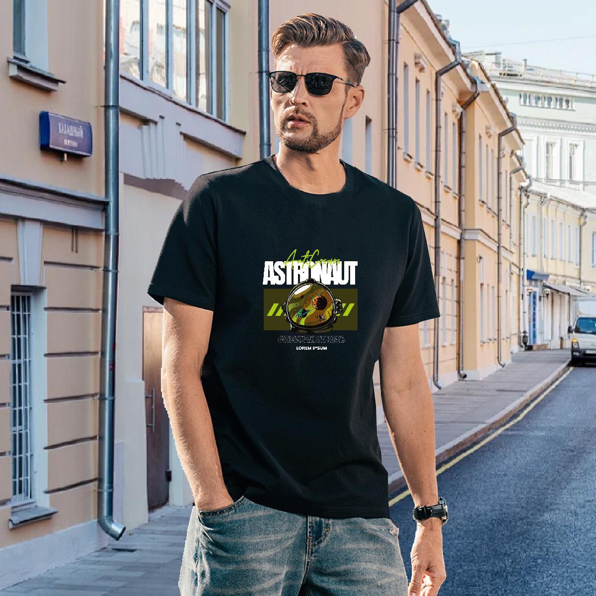 Men T Shirts 230g Pure Cotton planet Sports Casual Round Neck Short Sleeve Custom Print Oversized Men Tees 2024 Comfortable Polos