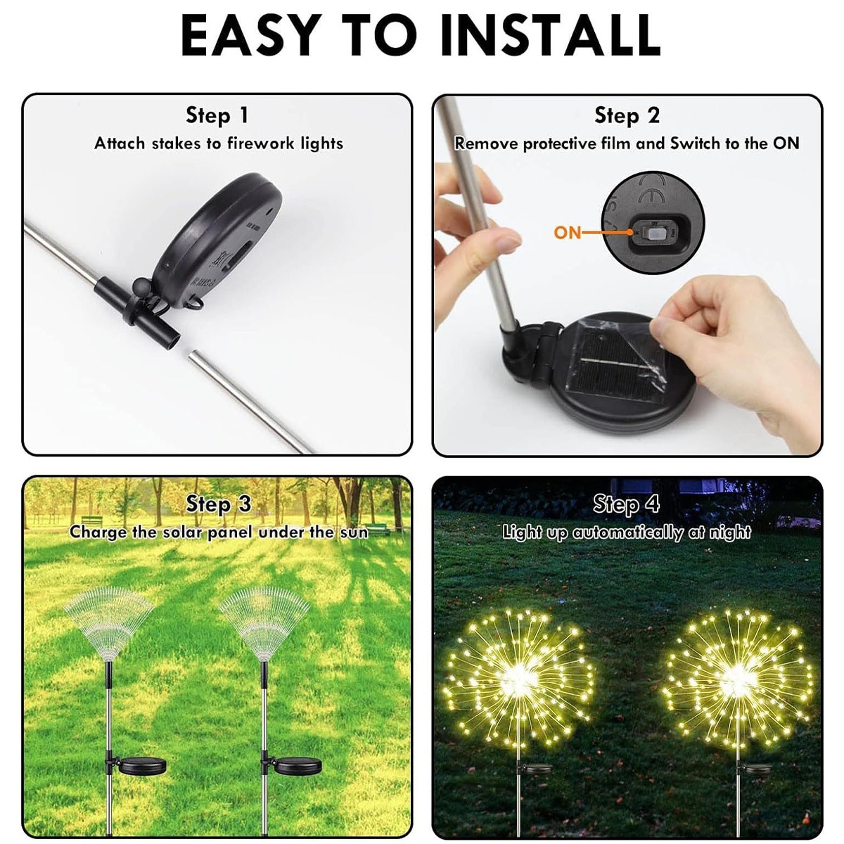 LED solar powered ground mounted fireworks lights, dandelion light string, outdoor festival courtyard garden decoration, lawn lights,constant bright s