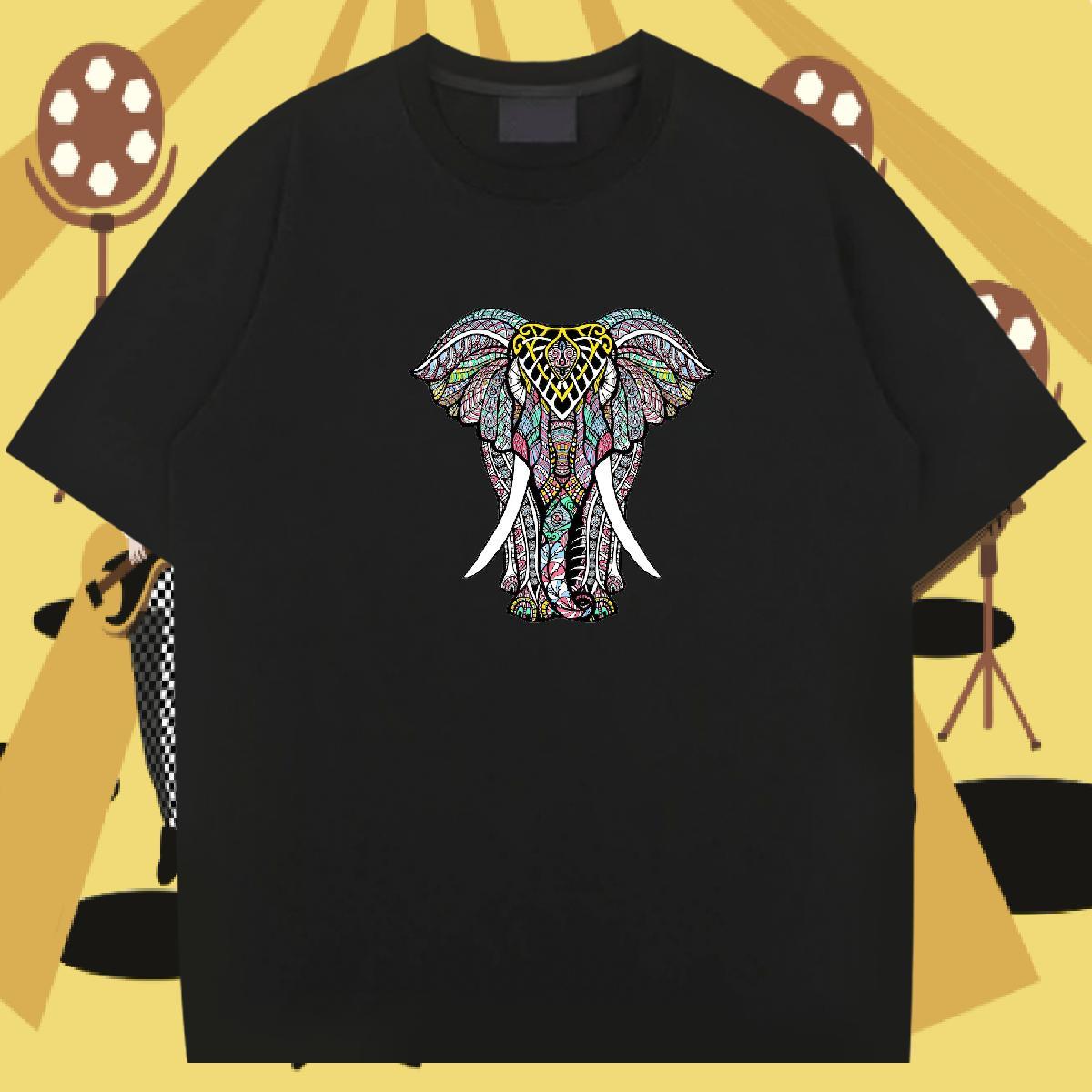 Free Shipping Mens T Shirts 230g 100% Cotton Elephant Summer Casual Polos Breathable Short Sleeve Loose Couples T Shirts Oversized 3XL 4XL