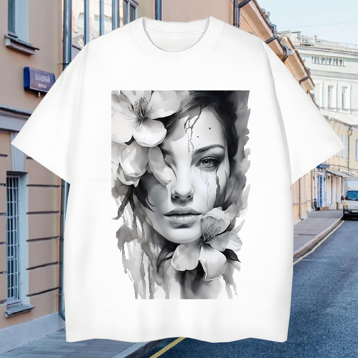 Mens T Shirts 230g 100% Cotton women Street Casual Breathable Short Sleeve Floral Print Couples T Shirts Casual New Designer Top Tees