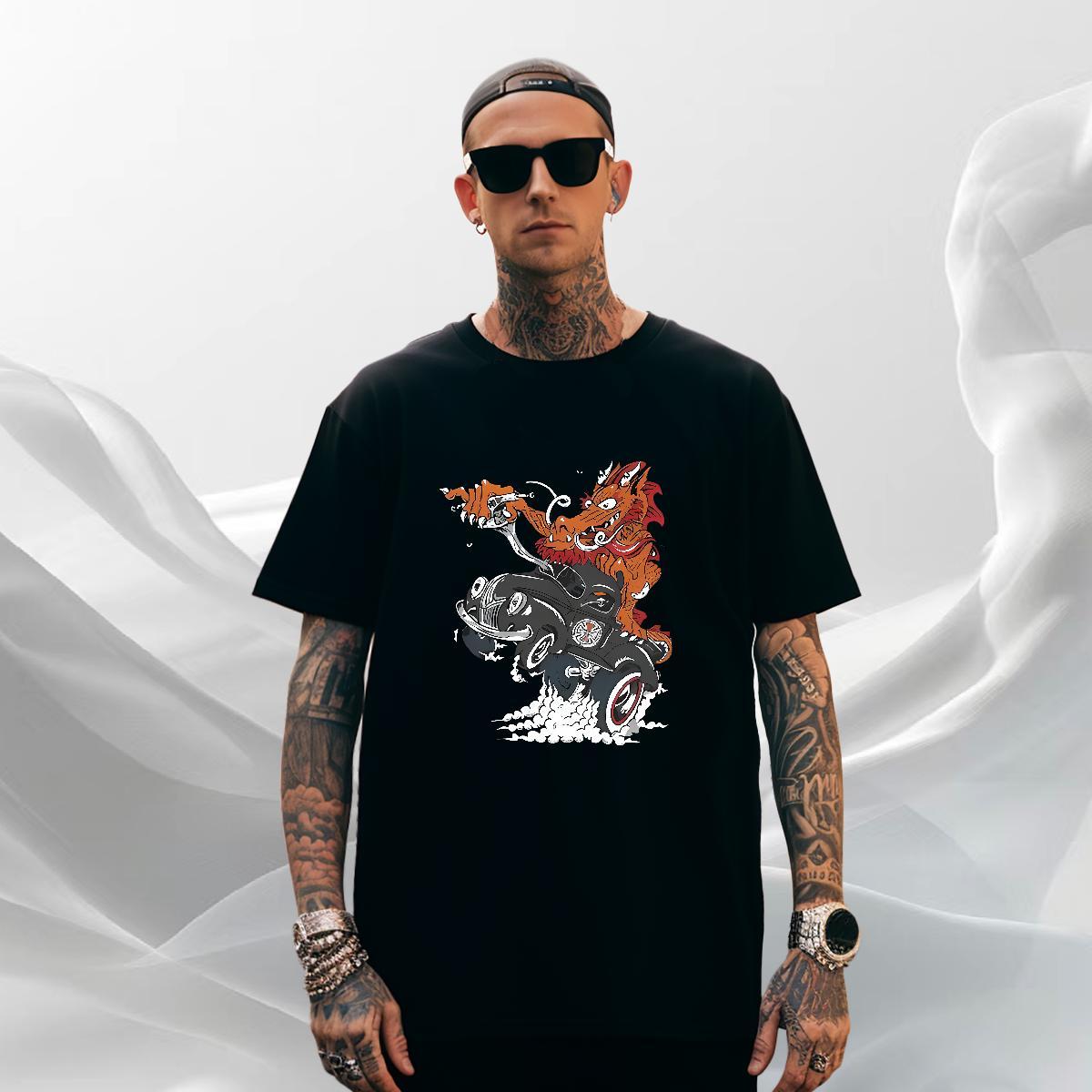 Wholesale Men Tshirts 230g Pure Cotton Hip Hop Street Custom Cartoon O Neck Short Sleeves Classic Men T Shirts Wear