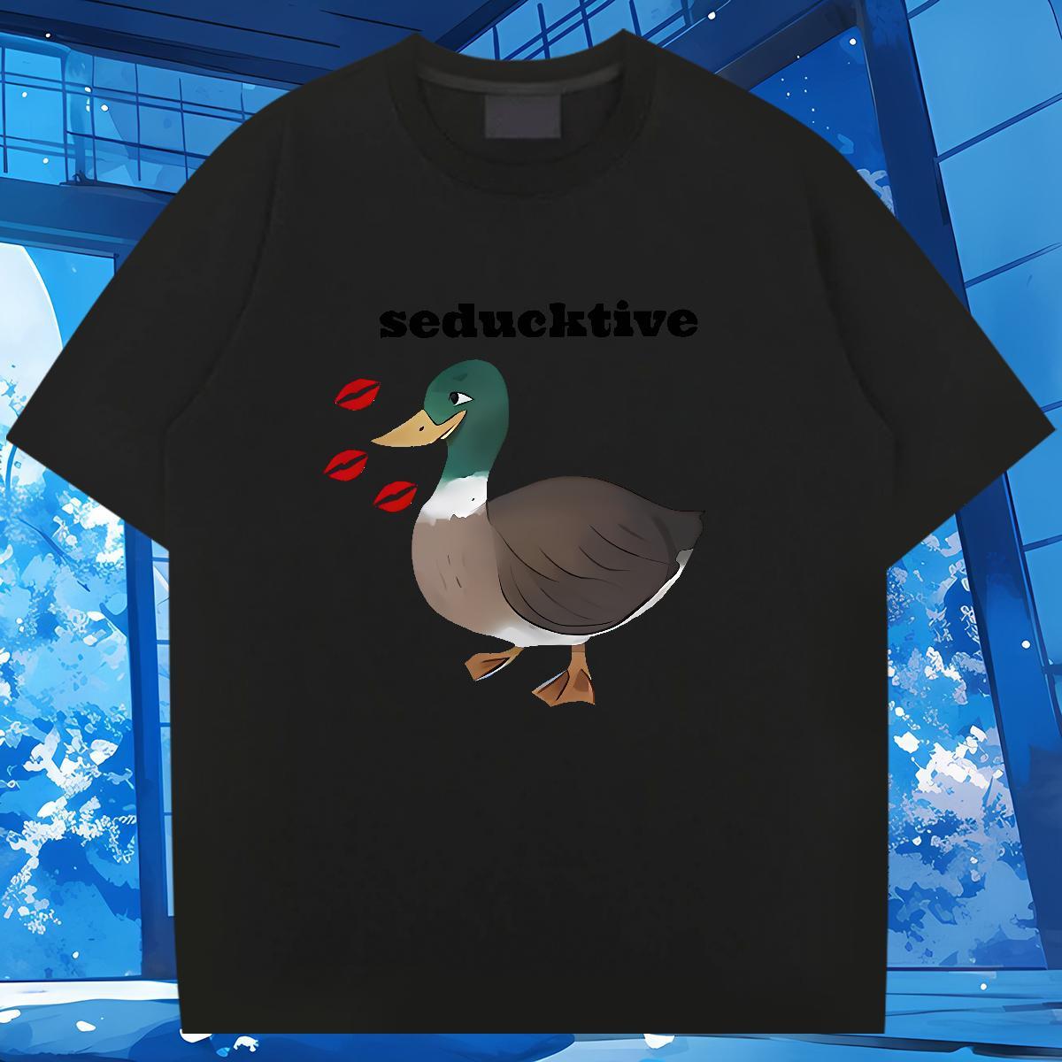 Fashion Designer Man T Shirts 230g 100% Cotton duck Anime Printing Street Clothes Round Neck Short Sleeve Loose Men Clothes T-Shirt Black White