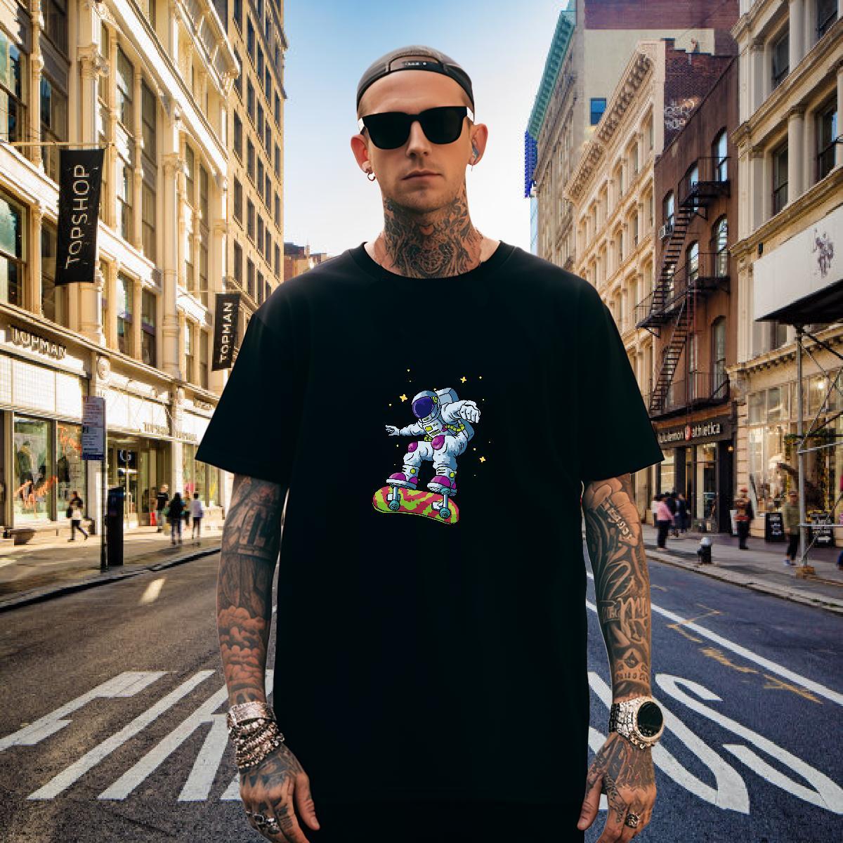 T shirt 230g Pure Cotton universe Daily Outfit Breathable Crew Neck DIY Logo Oversized Men Tops Tees Fashion Designer Comfortable Tee Shirt