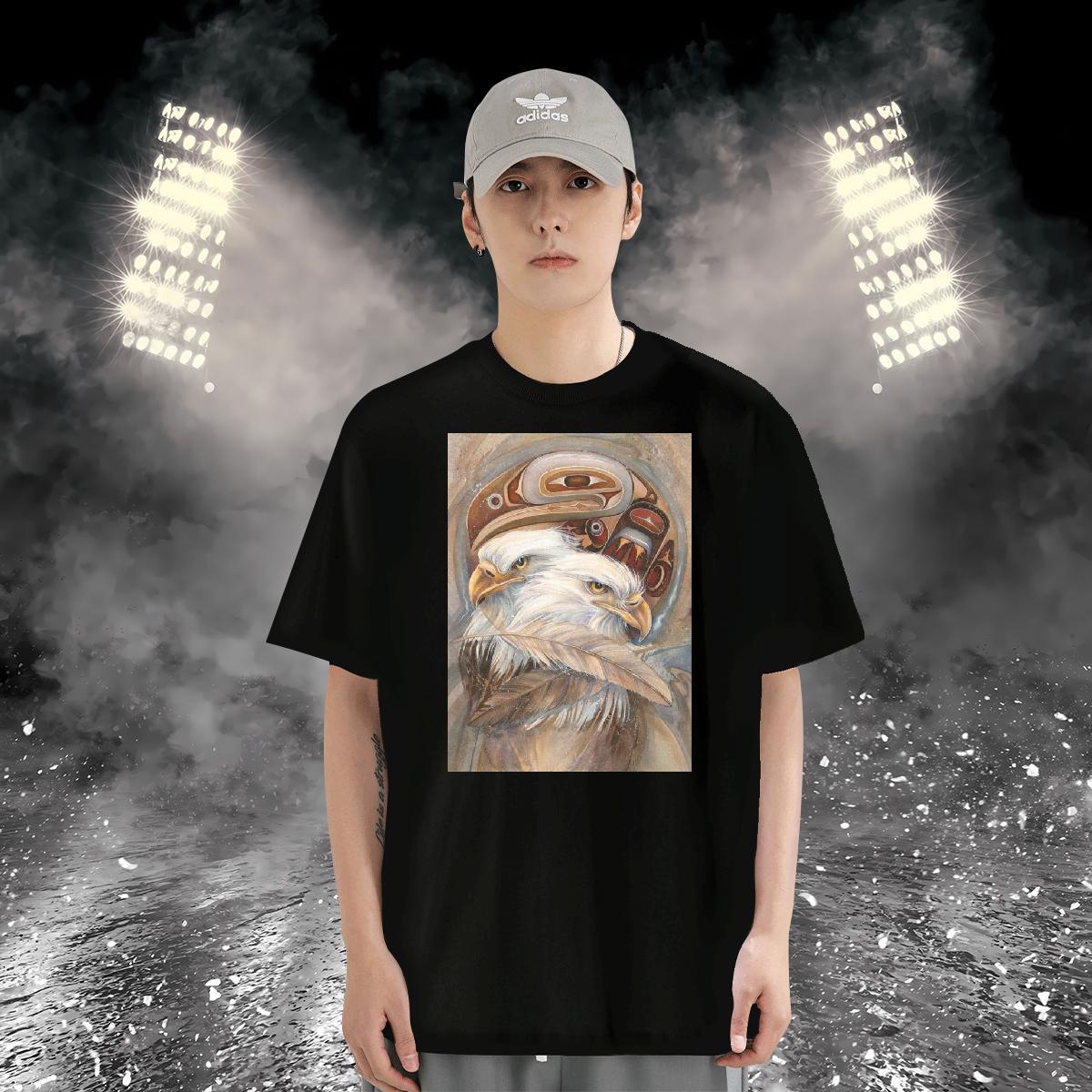 T Shirt For Man 230g Pure Cotton eagle Home Outdoor O-Neck Short Sleeve Skull Tshirt for Man Woman 2024 High Quality Tshirts