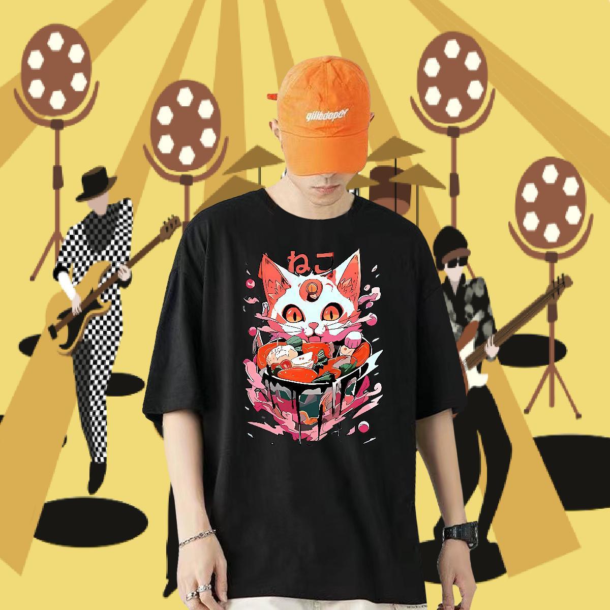 DIY T-Shirts 230g Cotton cat Sports Casual Top Tees Breathable Comfortable Couples T Shirts Custom Printed