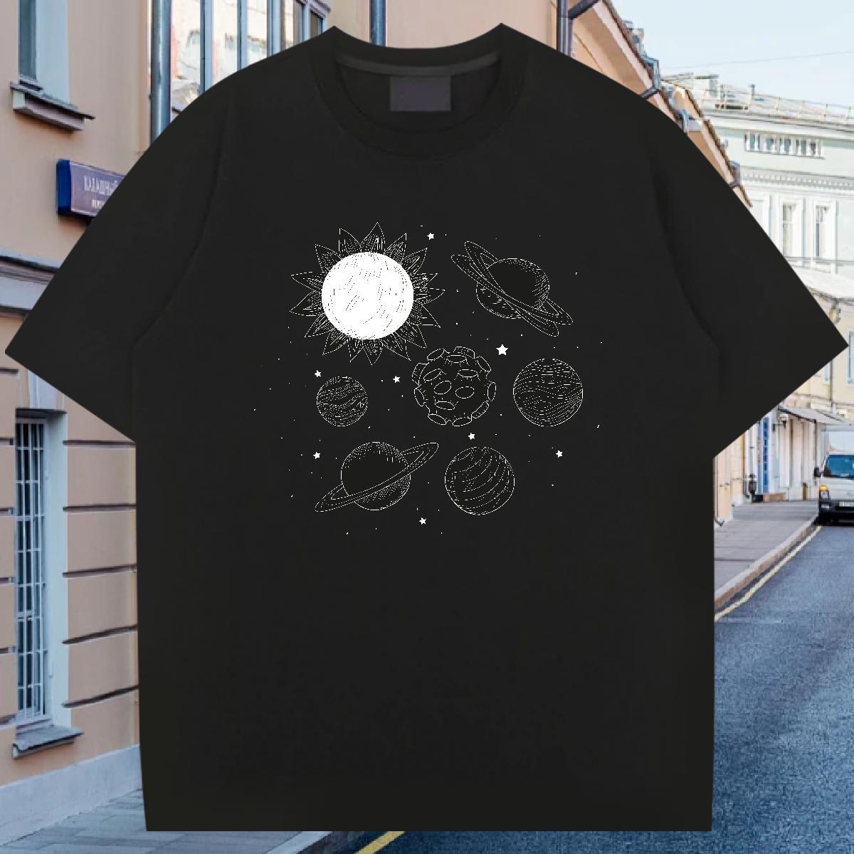 T shirt 230g Cotton planet Street wear Hip Hop Short Sleeve Soft Custom Printed Men Tops Tees DIY Customized Classic Tops Shirt