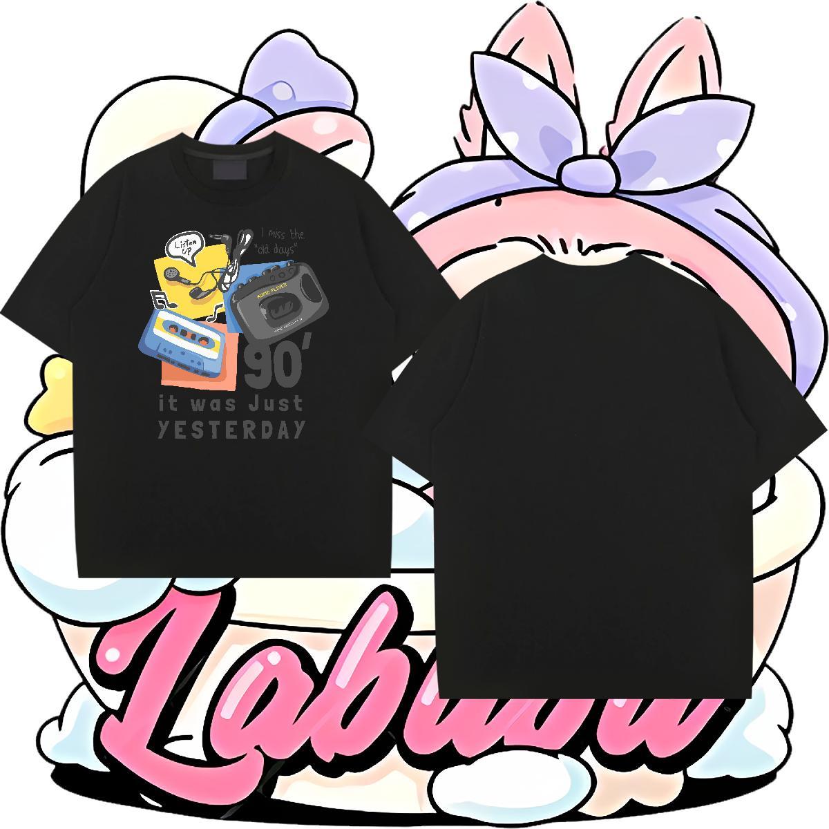 Wholesale Men Clothes T-Shirt 230g 100% Cotton Daily Outfit radio Black White Breathable Short Sleeve DIY T shirt Polos