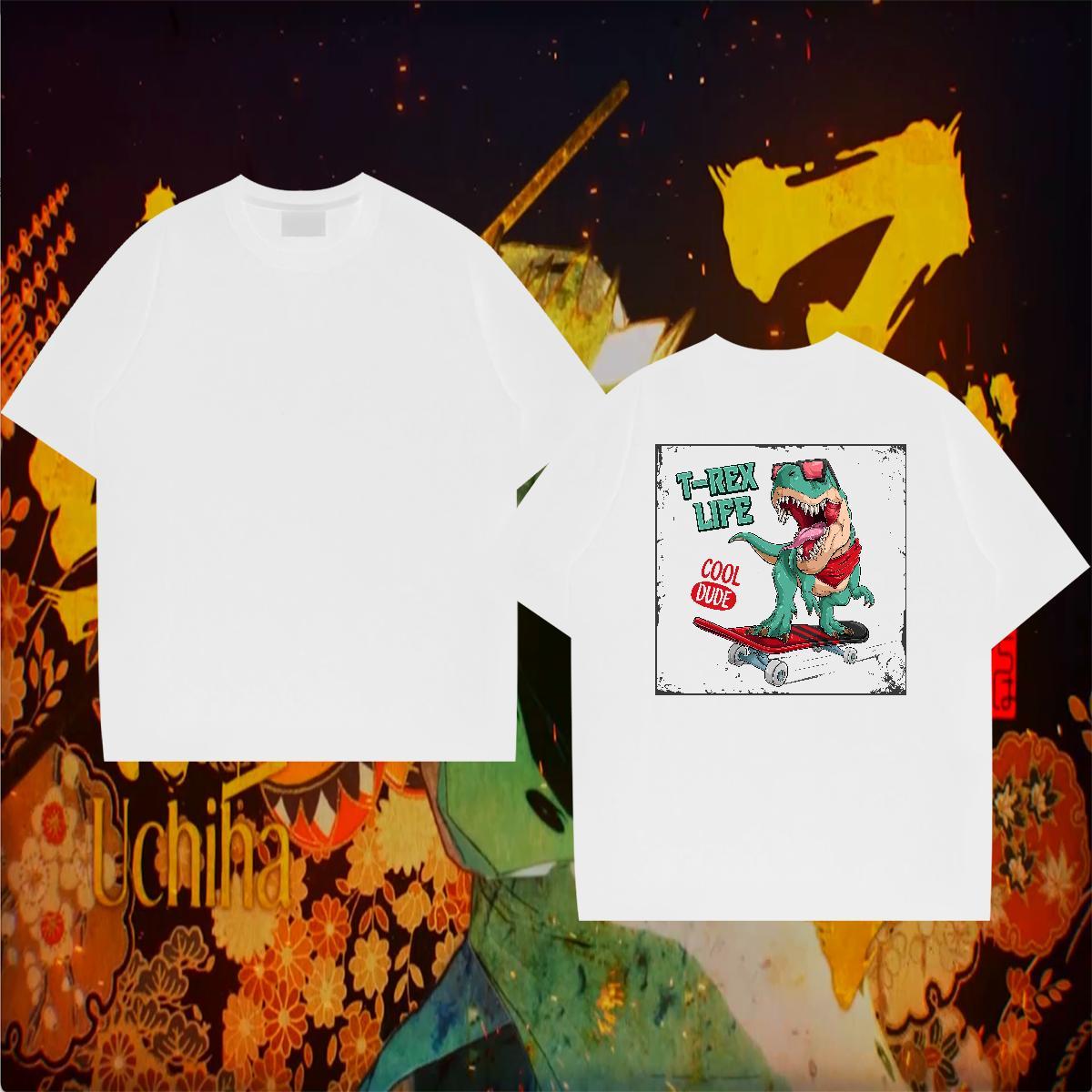 Classic T shirt 230g Cotton dinosaur Daily Wear Tee Shirt Breathable Short Sleeve Designer Men Tshirts DIY Logo Oversized