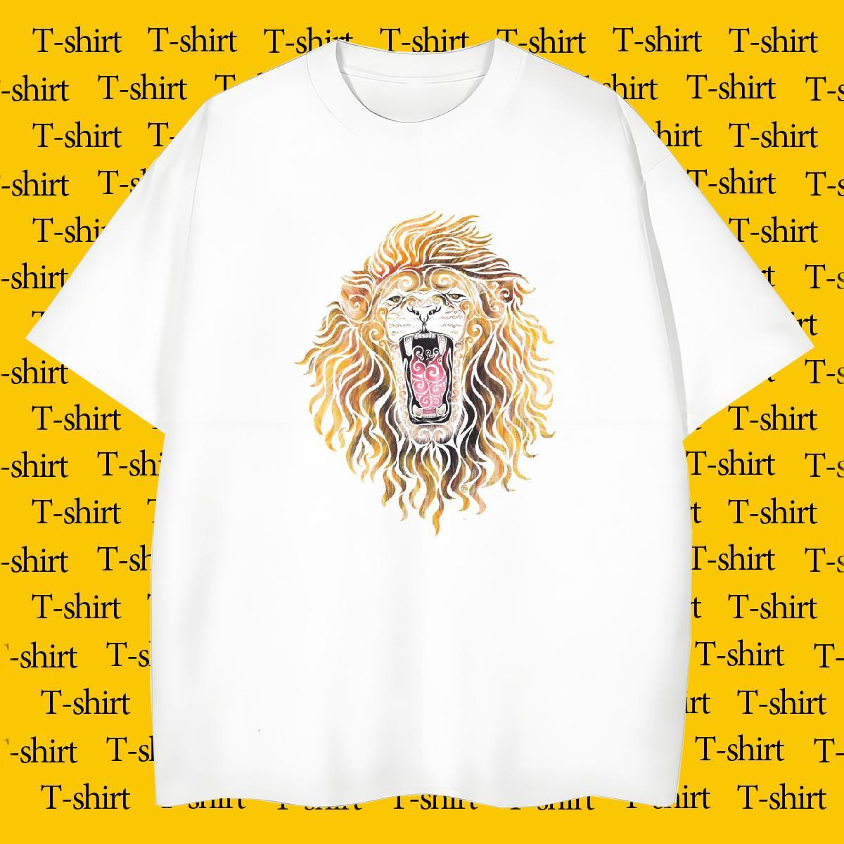 T-Shirts for Men 100% Cotton 230g lion Spring Summer Breathable Customized Print Men Tees New Designer Wholesale Tops