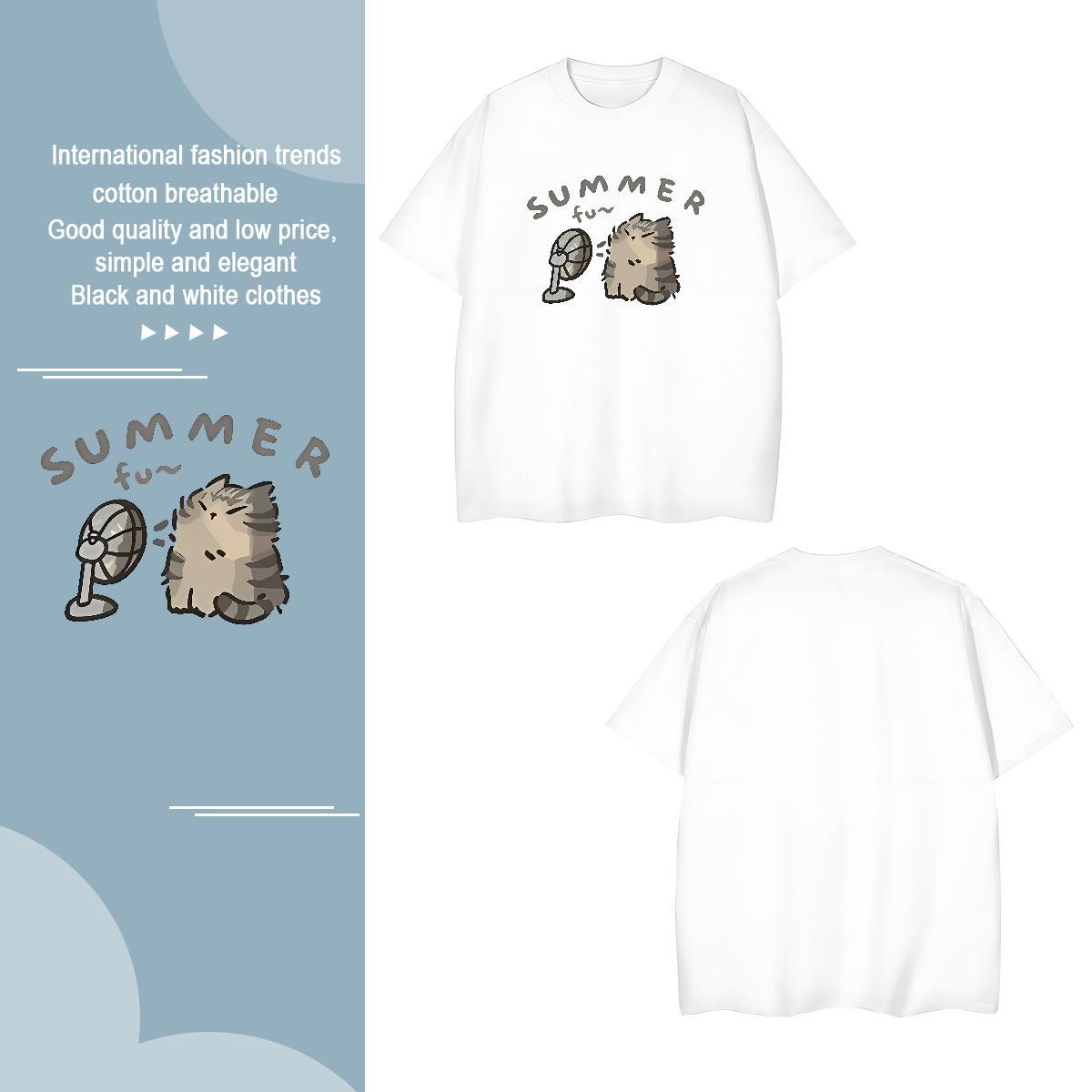 T-Shirts for Men 100% Cotton 230g cat Casual Beach Short Sleeve O-Neck DIY Men Tops Tees Classic Casual Free Shipping Tees Shirts