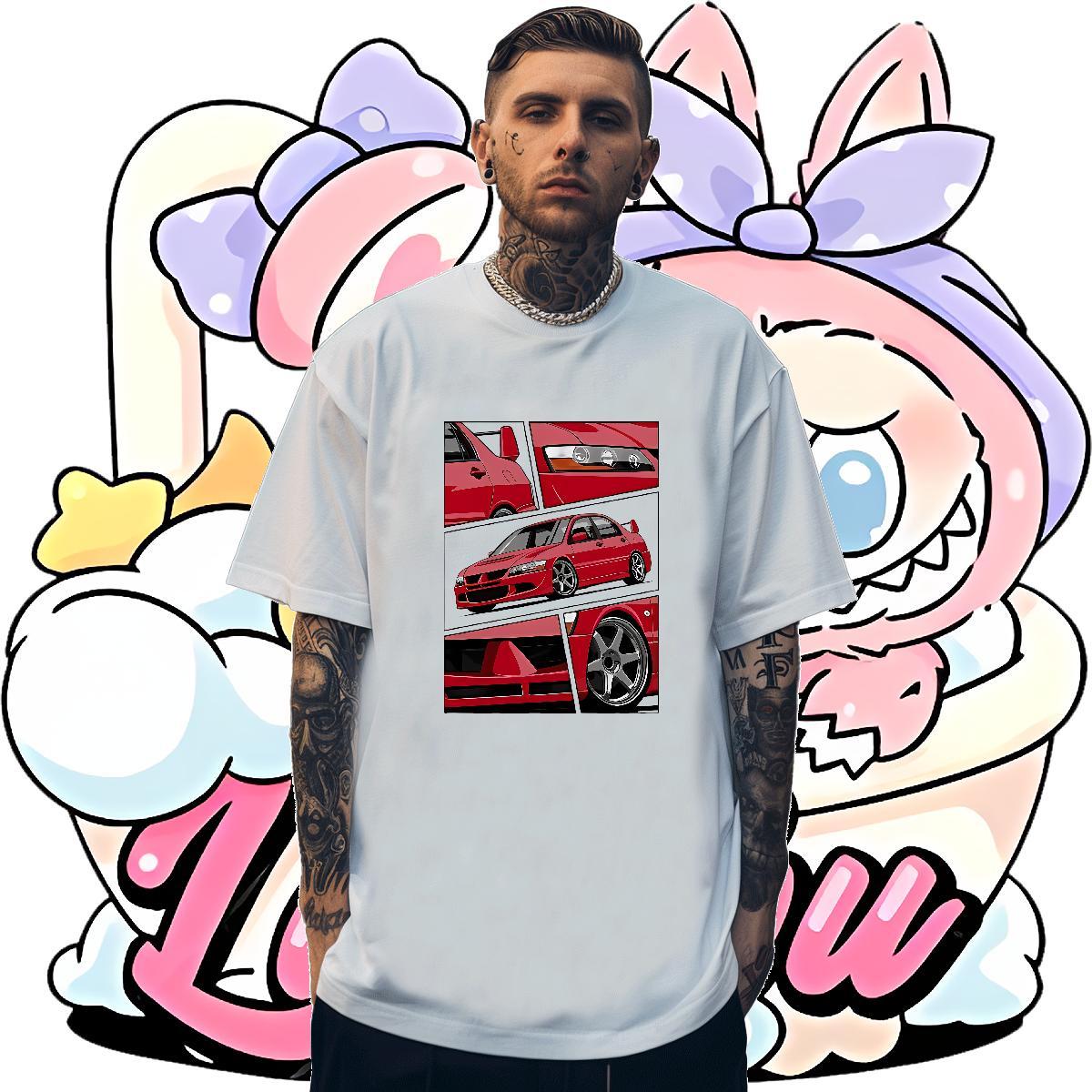 Popular Men Tees 230g 100% Cotton Beach car Oversized 3XL 4XL Pure Cotton 2024 New T-Shirts for Men Tops Tees