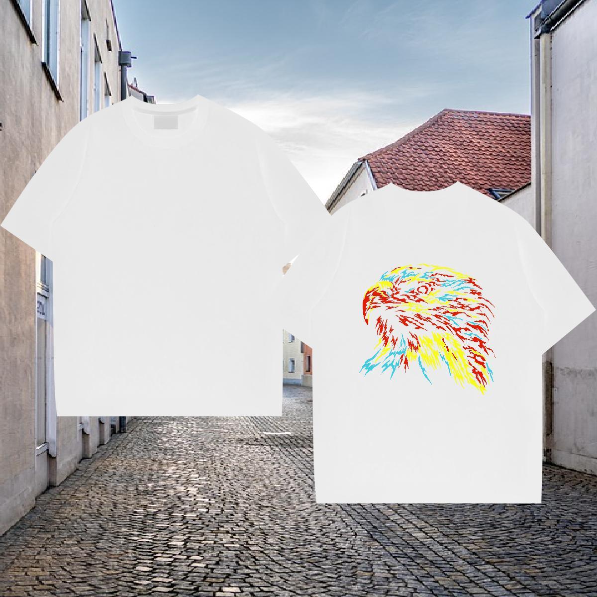 Fashion Casual Man T Shirts 100% Cotton 230g eagle Street wear Hip Hop Tshirts Crew Neck Designer Couples T Shirts DIY Anime