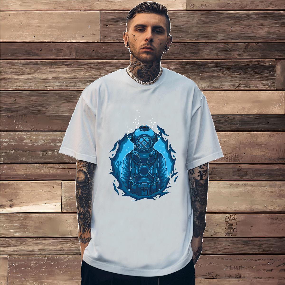 T-Shirts for Men 230g 100% Cotton outer space Outdoor Breathable Short Sleeve Custom Print Plus Size Tshirt for Man Woman Fashion Design Cool Tees