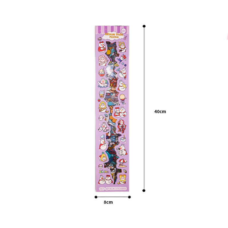 Long strip Guka stickers wholesale DIY tent material stickers PET cute cartoon mobile phone cup stickers Randomly send styles