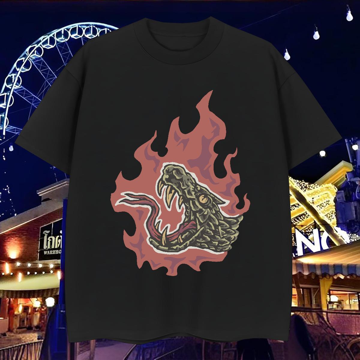 DIY Customized Mens T Shirts 230g Cotton crocodile High Street Hip Hop Wear Breathable Short Sleeve Soft Men Tees DIY Anime