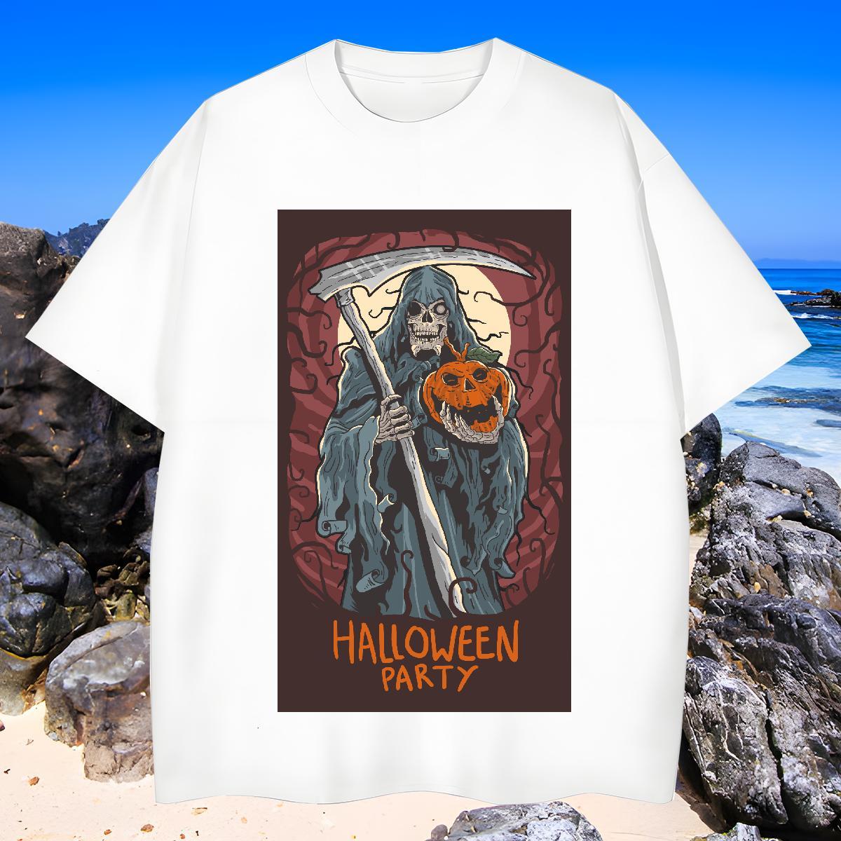 TOP Quality Men Tshirts 230g 100% Cotton Halloween T-Shirts for Men High Street Hip Hop Breathable Custom Anime Fashion New Tees