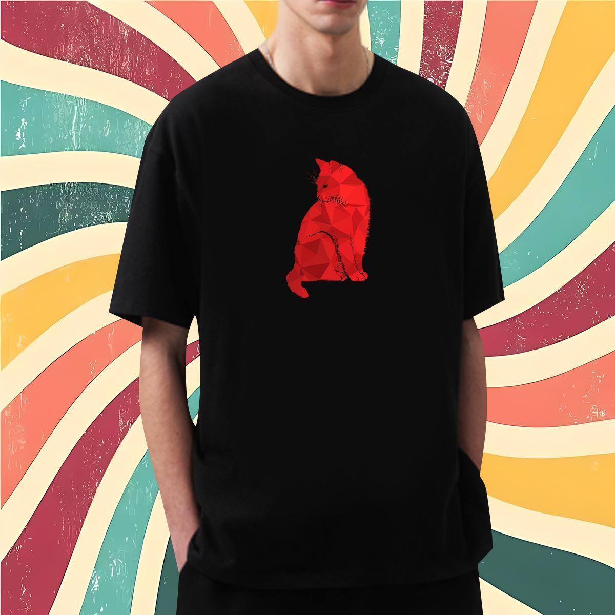 Stylist T-Shirts for Men 230g Cotton cat Casual Beach Tshirts Crew Neck Designer Tshirt for Man Woman Custom Cartoon