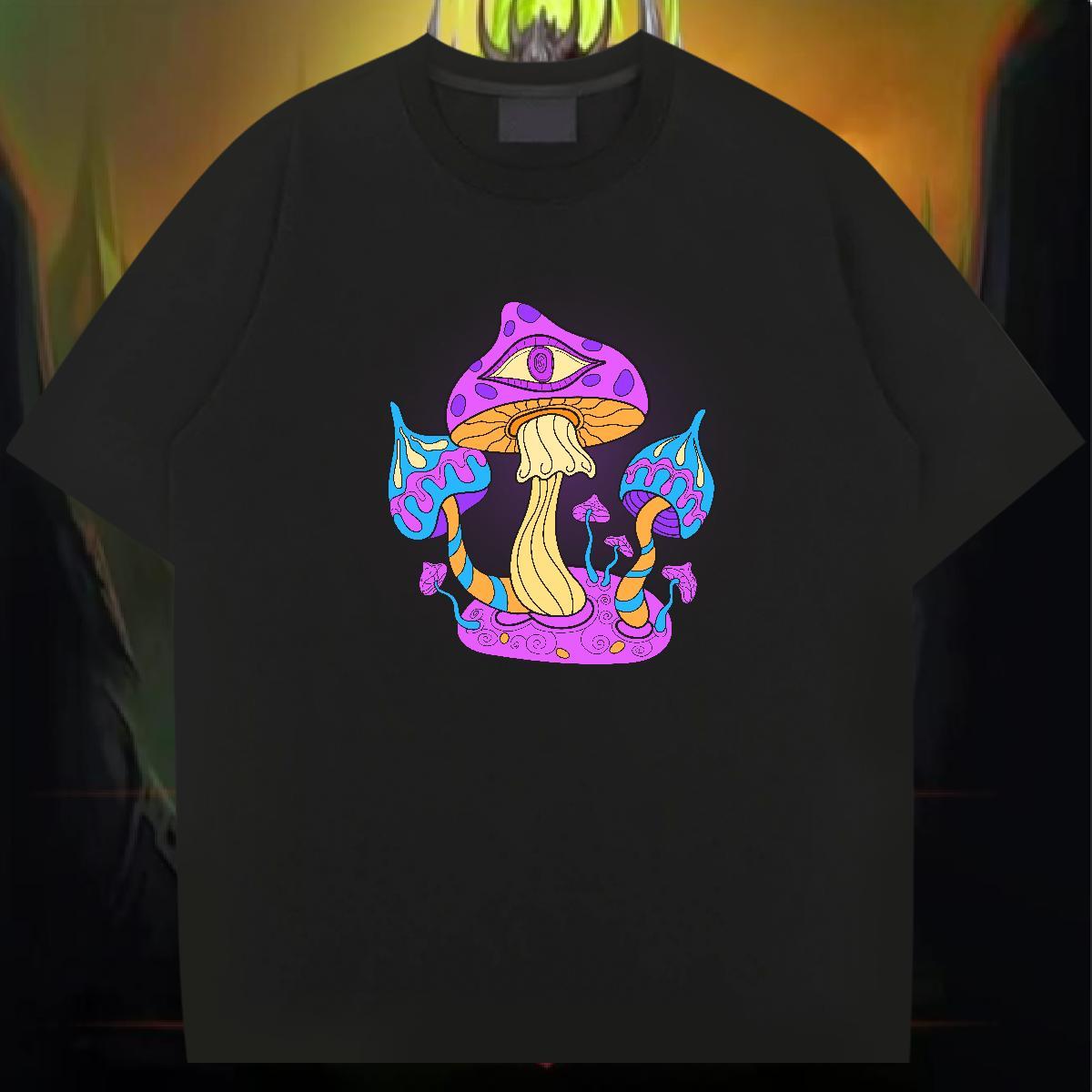 New Arrival Men T Shirts 100% Cotton 230g mushroom Street wear Hip Hop Tshirts Breathable Soft High Quality Men Tshirts DIY Printed