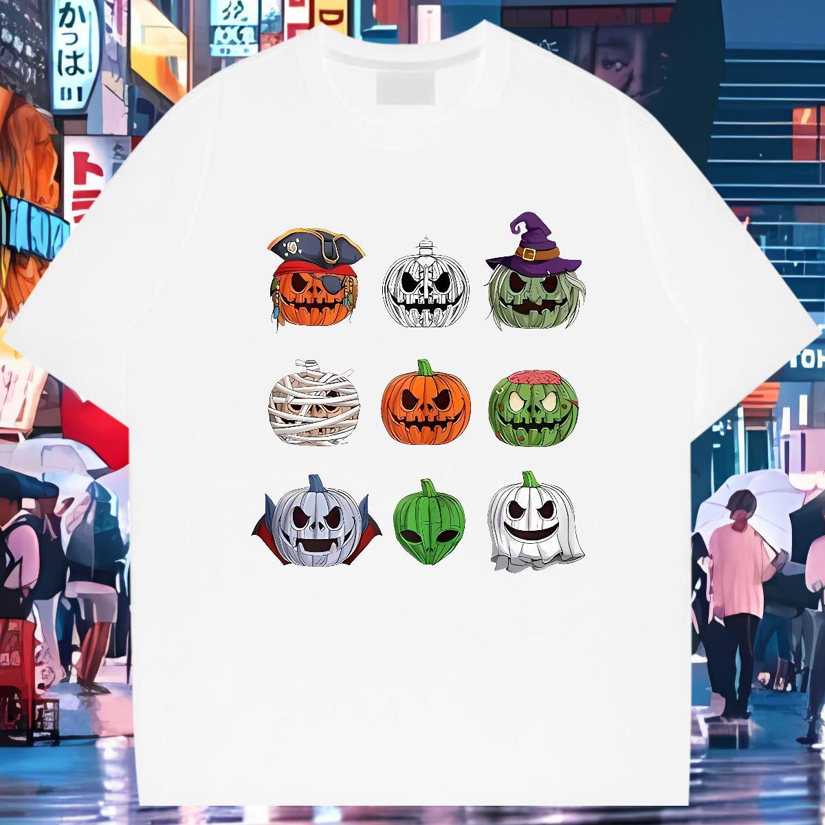 2024 Designer Mens T Shirts 230g Cotton pumpkin Daily Wear Tops O-Neck Short Sleeve Unisex Men Tops Tees DIY Printed