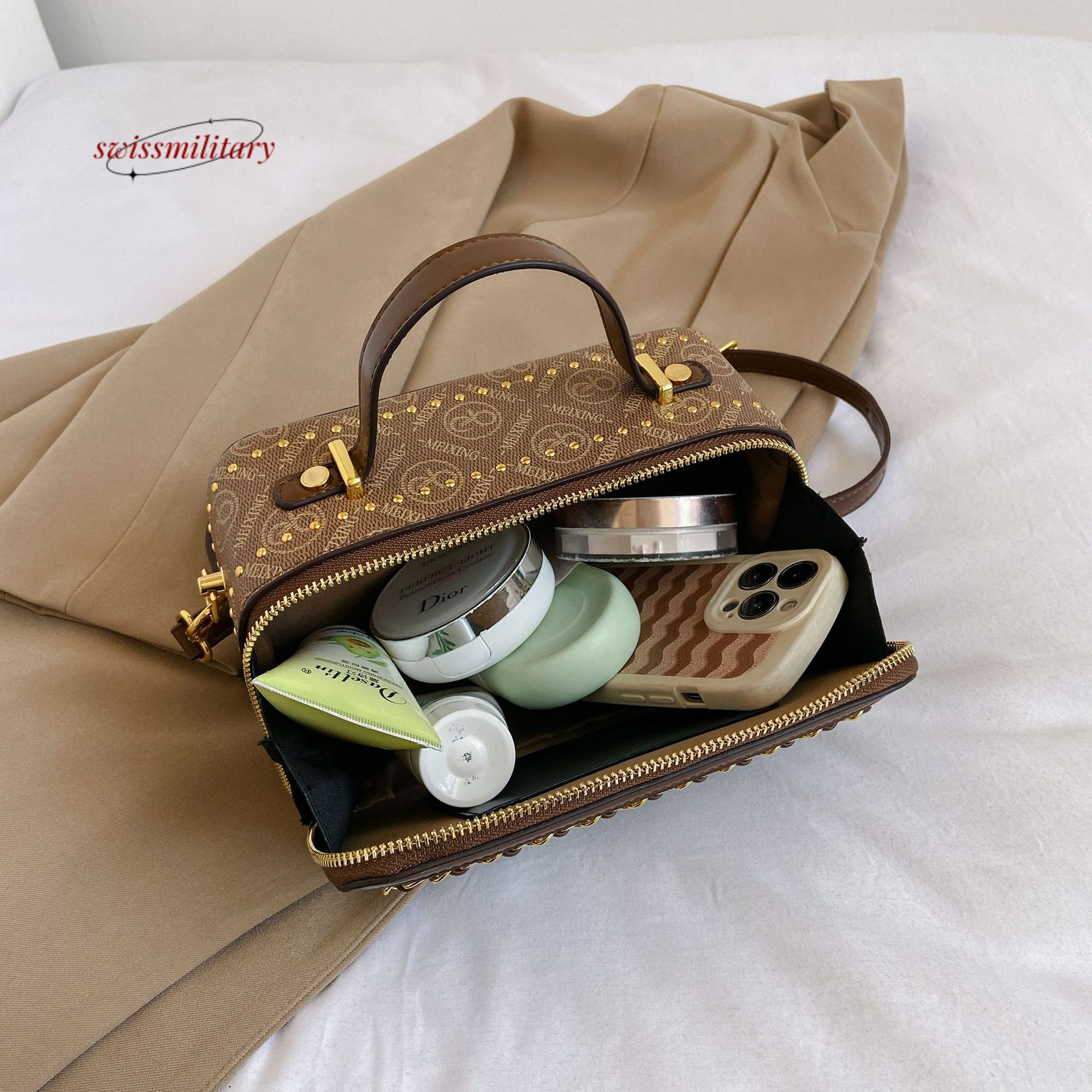 Advanced Emblem Box for Women's 2023 New Trendy Handmade Versatile Contrast Color Single Shoulder Crossbody Bag H86#45