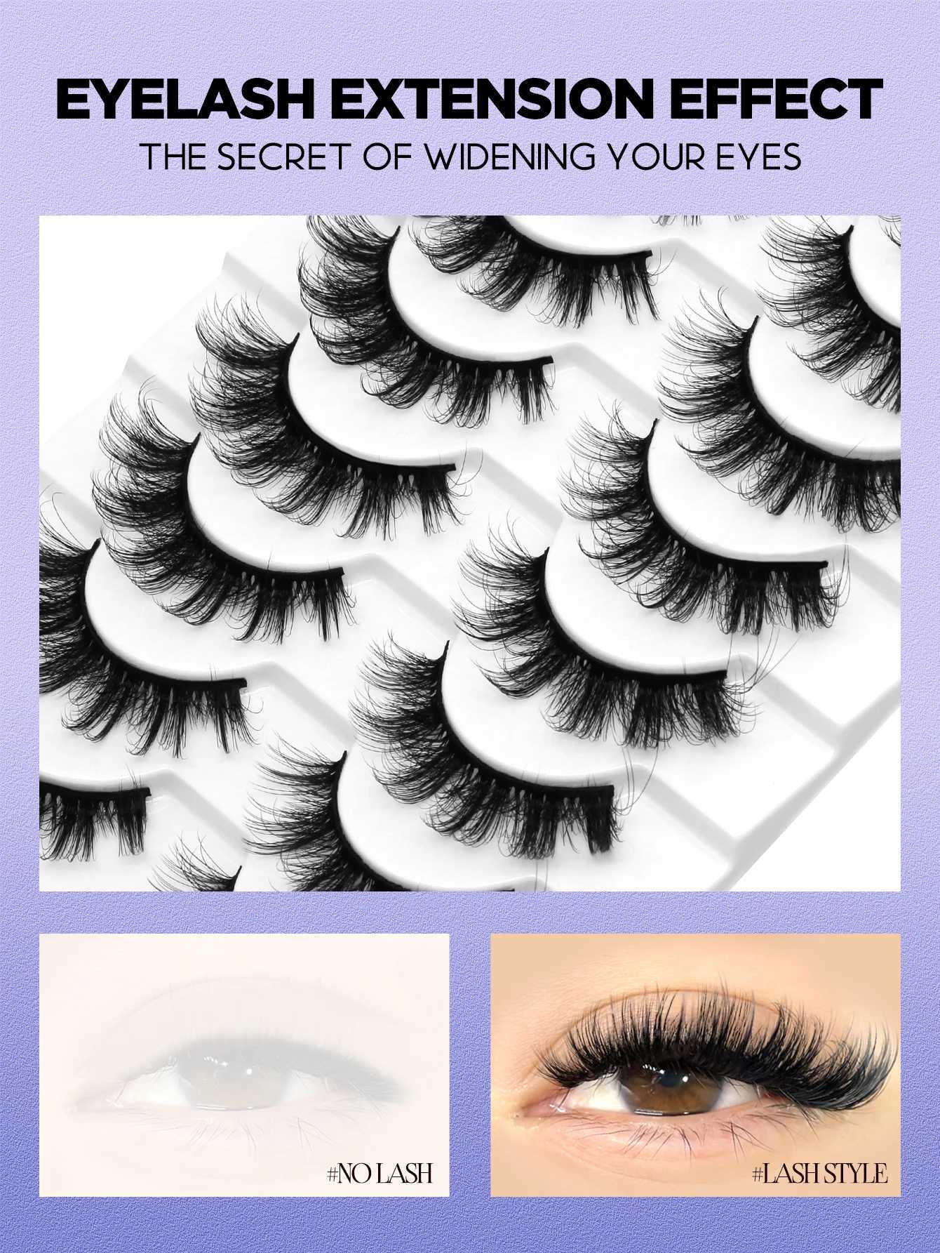 Groinneya Fluffy 3D artificial mink dramatic volume false eyelashes natural appearance soft full thickness curly Wispy eyelash extension W240803