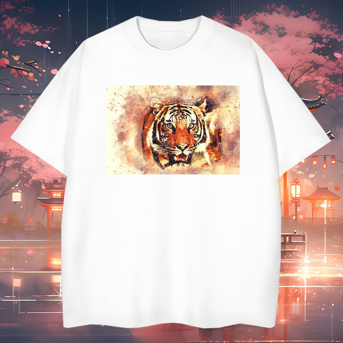 Wholesale Men Clothes T-Shirt 100% Cotton 230g tiger Mens T Shirts Casual Beach Breathable Short Sleeve Customized Fashion Casual Tops Tees