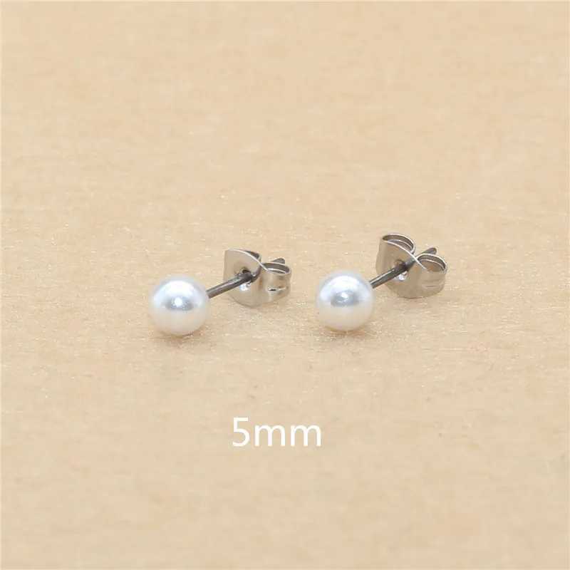 Short titanium steel with ABS derivative pearl earrings 3mm to 8mm no fading or allergies W241023