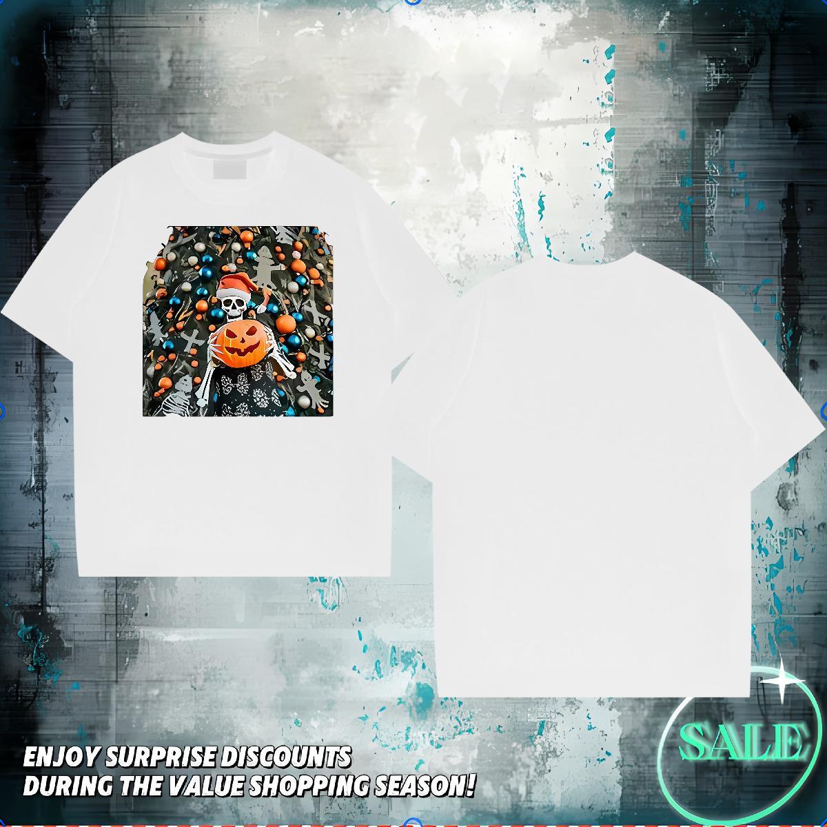 Classic Mens T Shirts 230g Pure Cotton pumpkin Daily Wear Top Tees Breathable Soft Brand Mens Tshirts White Plus Size
