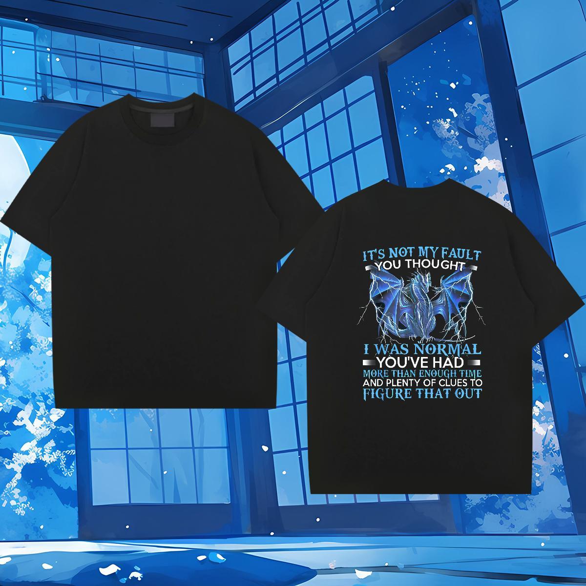 2024 DIY T Shirts Men 230g Cotton dinosaur Home Outdoor Tops Shirt Crew Neck Breathable Classic Men Tops Tees Asian Size