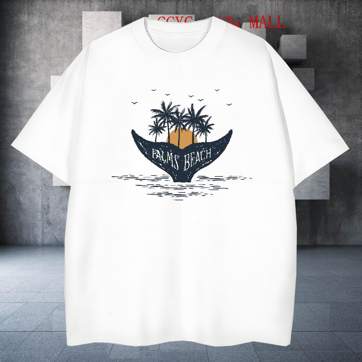 Loose Fit Men Tops Tees 230g Pure Cotton Daily Outfit tree DIY Breathable Short Sleeve Brand T-Shirts for Men Wear