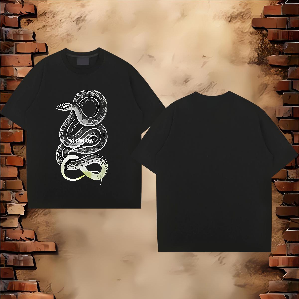 Fashion Design T-Shirts 230g Pure Cotton snake Daily Outfit Tops Breathable Short Sleeve Comfortable Men Tshirts Cartoon Print