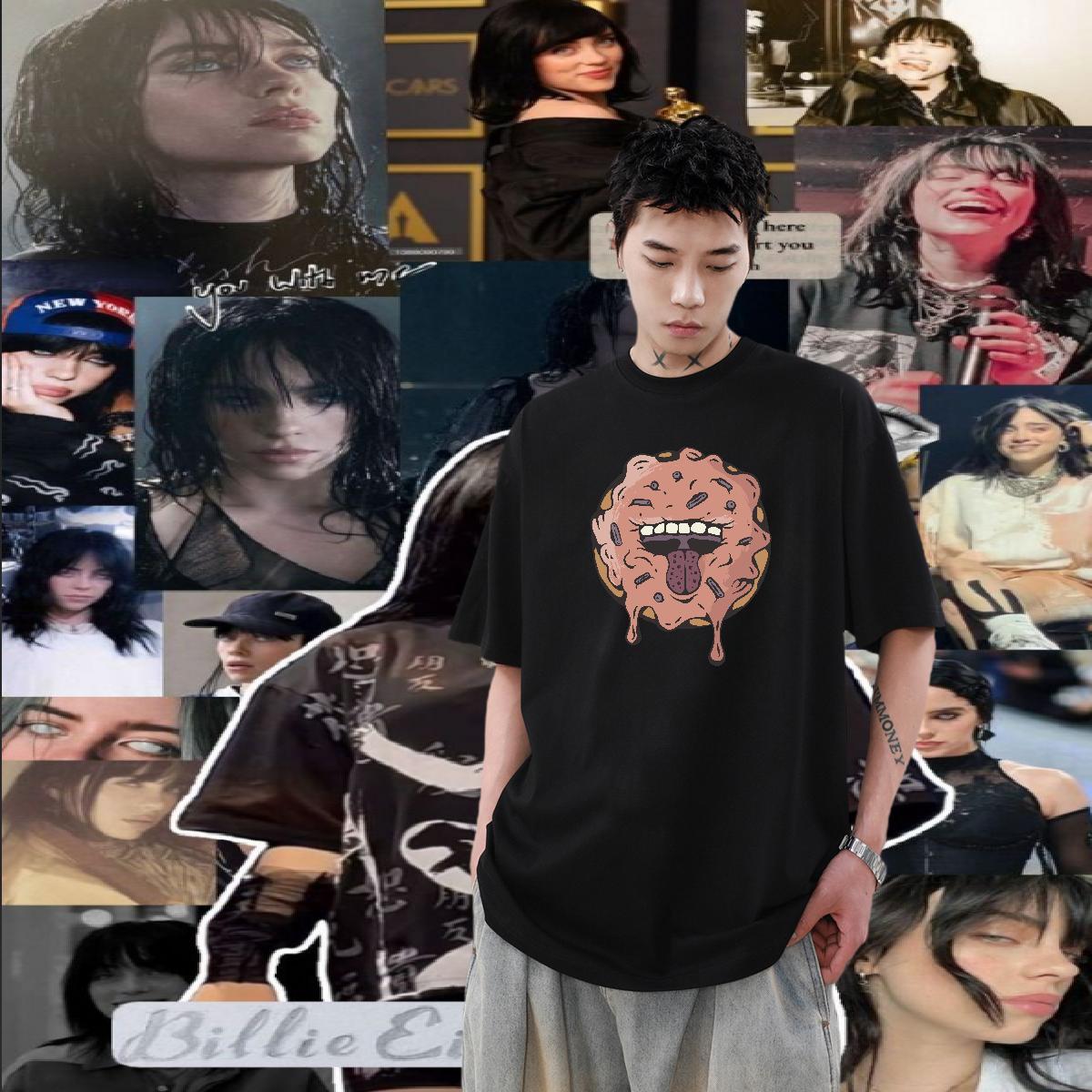Classic Casual Men T Shirts 230g 100% Cotton monster Daily Outfit Tshirts Crew Neck Breathable TOP Quality Men Tops Tees Customized Print