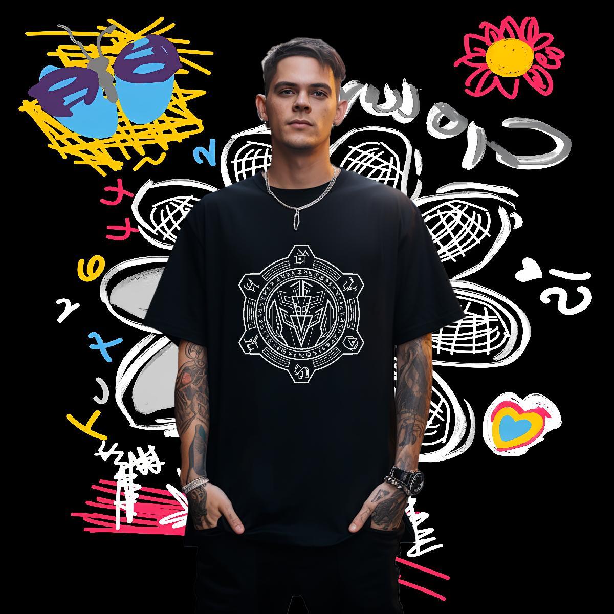 T shirt 230g 100% Cotton handpainted High Street Hip Hop Crew Neck Breathable Black White Men Tshirts New Popular Tops