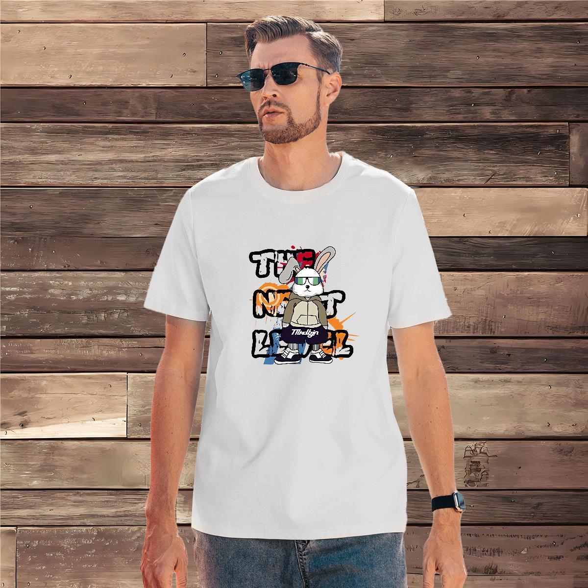 Cool Men Tshirts 230g Pure Cotton rabbit T-Shirts Street Breathable Short Sleeve DIY Anime DIY Customized Clothings