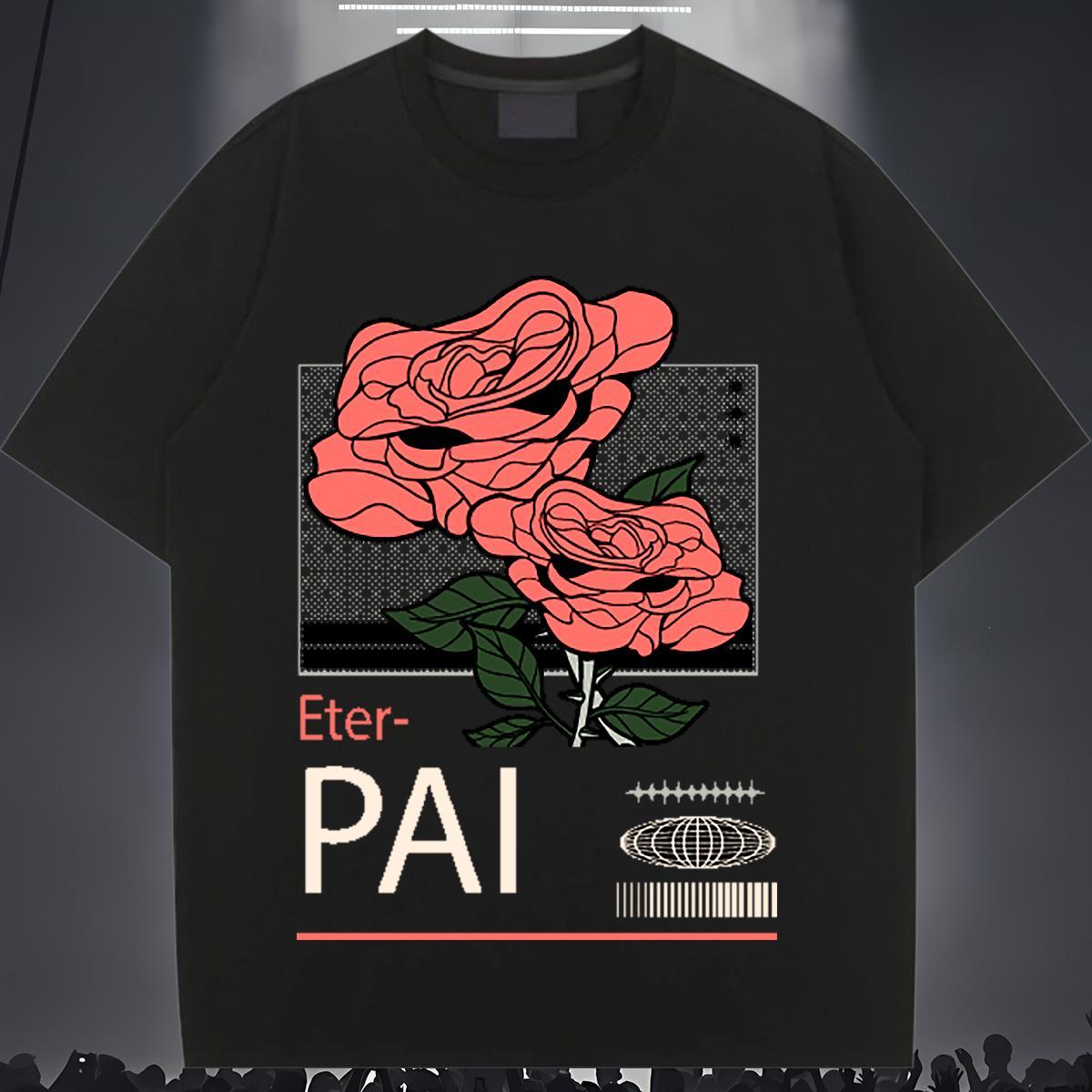 5A T-Shirts Short sleeve Soft Women Tshirts Floral Print flower Summer Casual 230g Cotton 2024 DIY Top Shirts