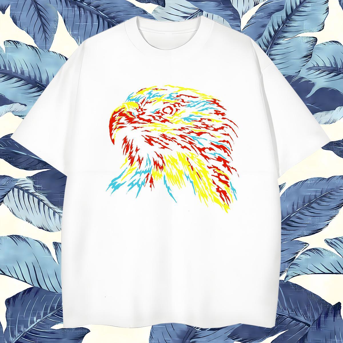 Wholesale T Shirts Men 230g Pure Cotton eagle Summer Casual Tops Shirt Breathable Short Sleeve Loose Men Clothes T-Shirt DIY Logo Oversized