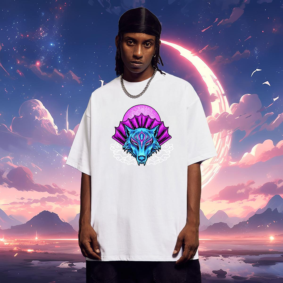 T Shirts Men 100% Cotton 230g wolf Street Casual Pure Cotton White Plus Size Men Tshirts New Designer Soft Top Tees