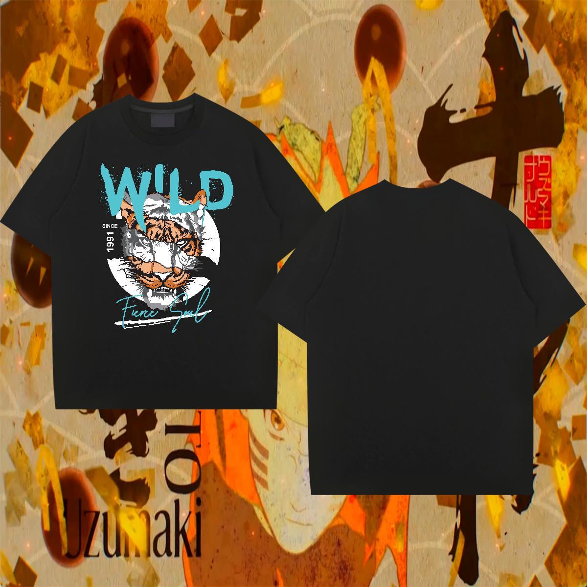 Comfortable Men Tops Tees 230g Pure Cotton Hip Hop Street tiger Floral Print Breathable Short Sleeve Fashion Casual Man T Shirts Tee Shirt