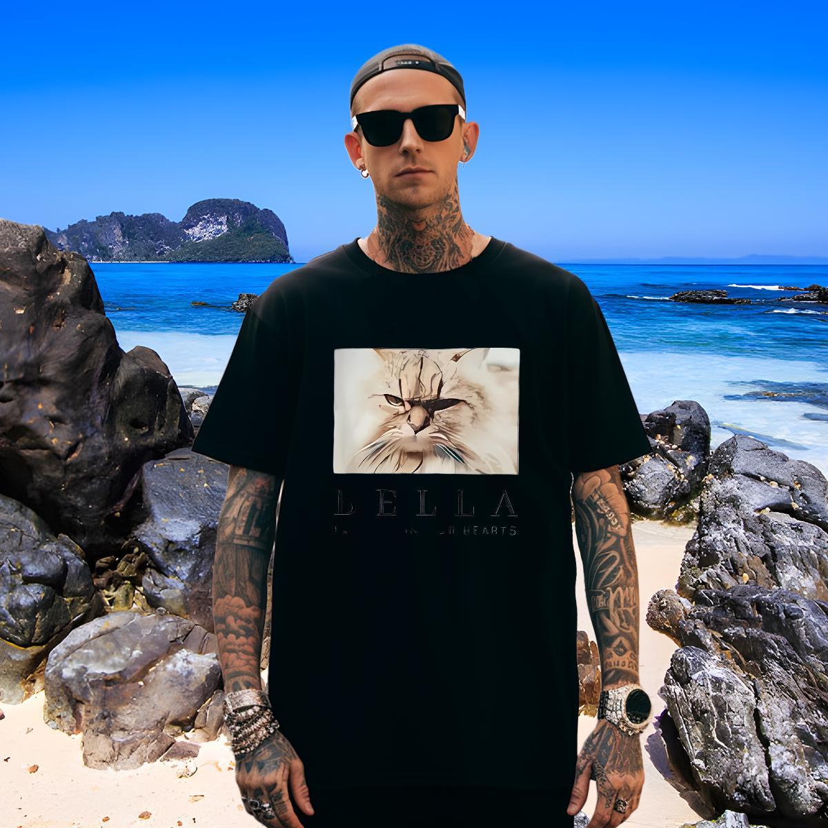 Wholesale Tshirts 230g Pure Cotton cat T shirt High Street Hip Hop Crew Neck Breathable Custom Anime Fashion Designer Polos