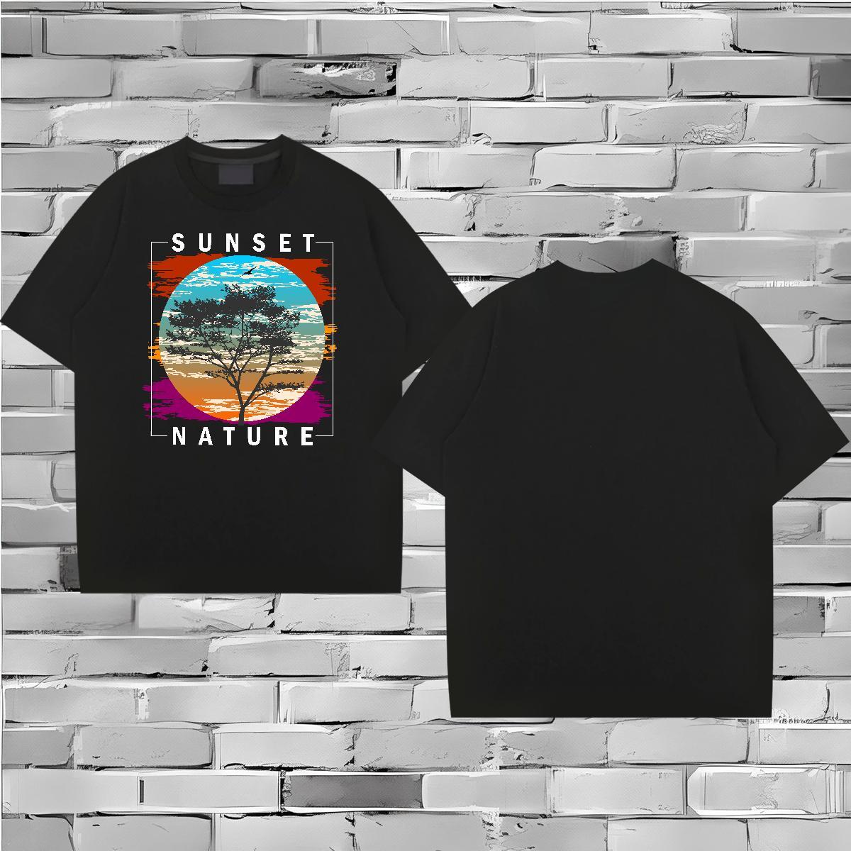 New Mens T Shirts 230g 100% Cotton tree Sports Casual Tee Shirt Breathable Soft Brand Men Tshirts Graphic