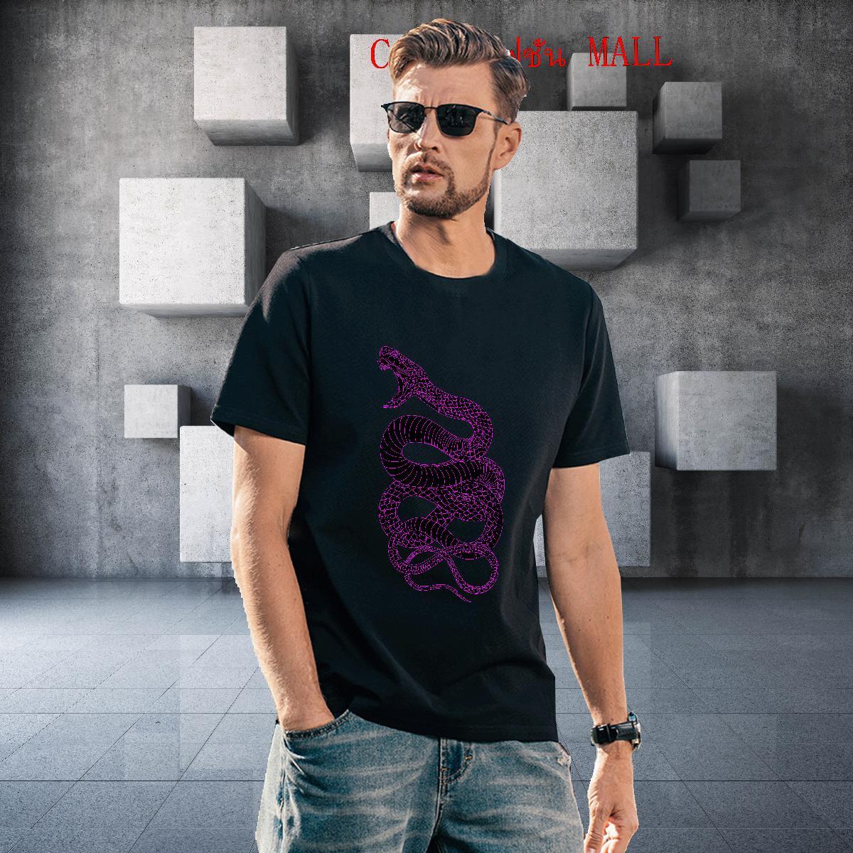 Cool Mens Tshirts 230g Cotton Spring Summer snake DIY Anime Pure Cotton 2024 DIY T-Shirts for Men Polos