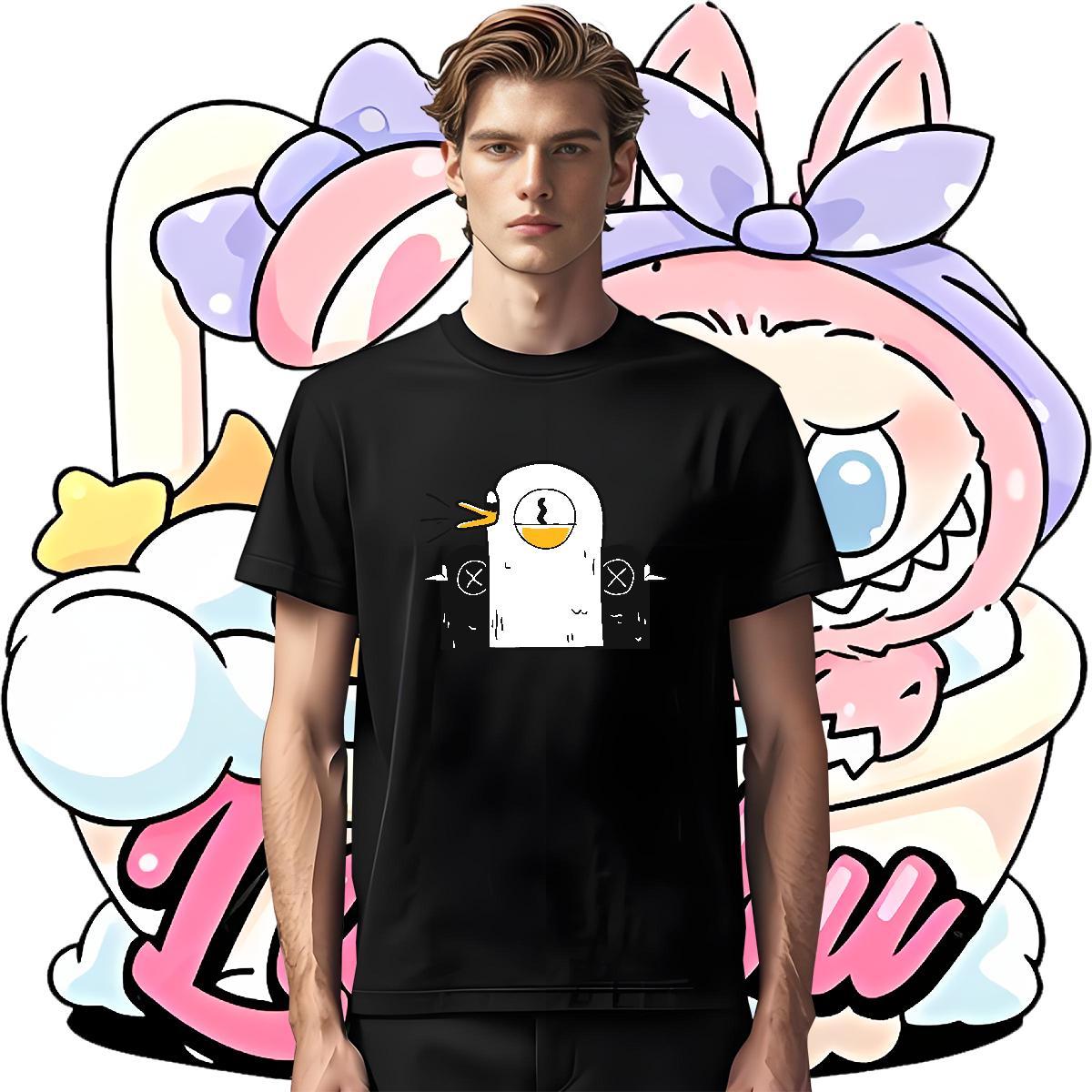 2024 Summer T Shirt For Man 230g Pure Cotton chicken Casual Tees Round Neck Short Sleeve Cool Mens Tshirts DIY Printed
