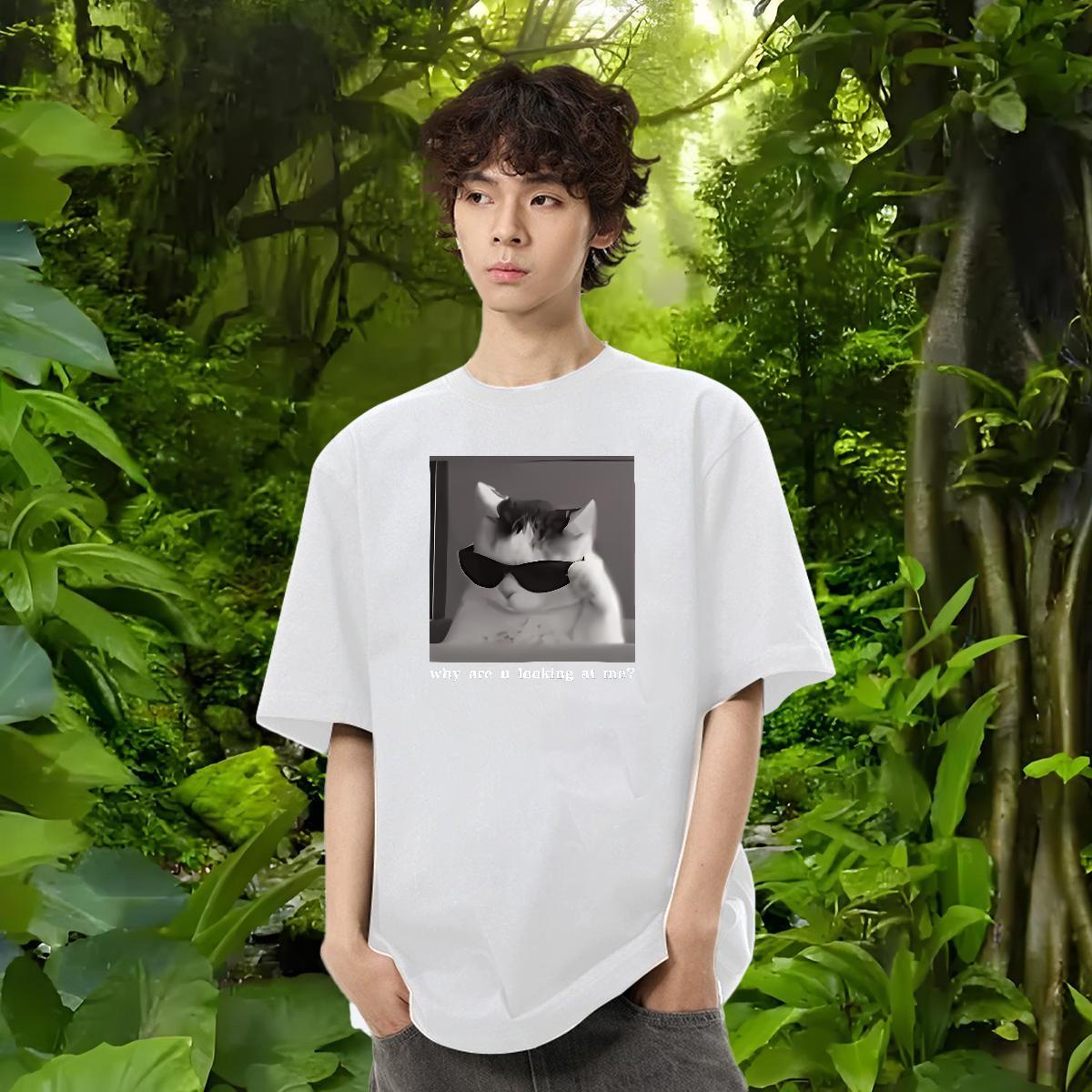 2024 DIY T Shirt For Man 230g 100% Cotton cat Street wear Hip Hop Tees Round Neck Short Sleeve Unisex Couples T Shirts Custom Print Plus Size