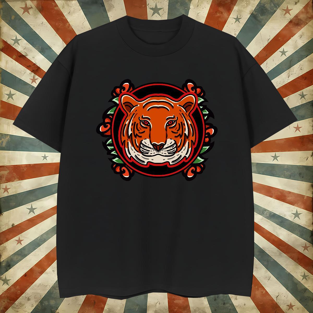 2024 New T-Shirts 230g Cotton tiger Casual Beach Top Tees Short Sleeve Soft Loose Couples T Shirts DIY Printed