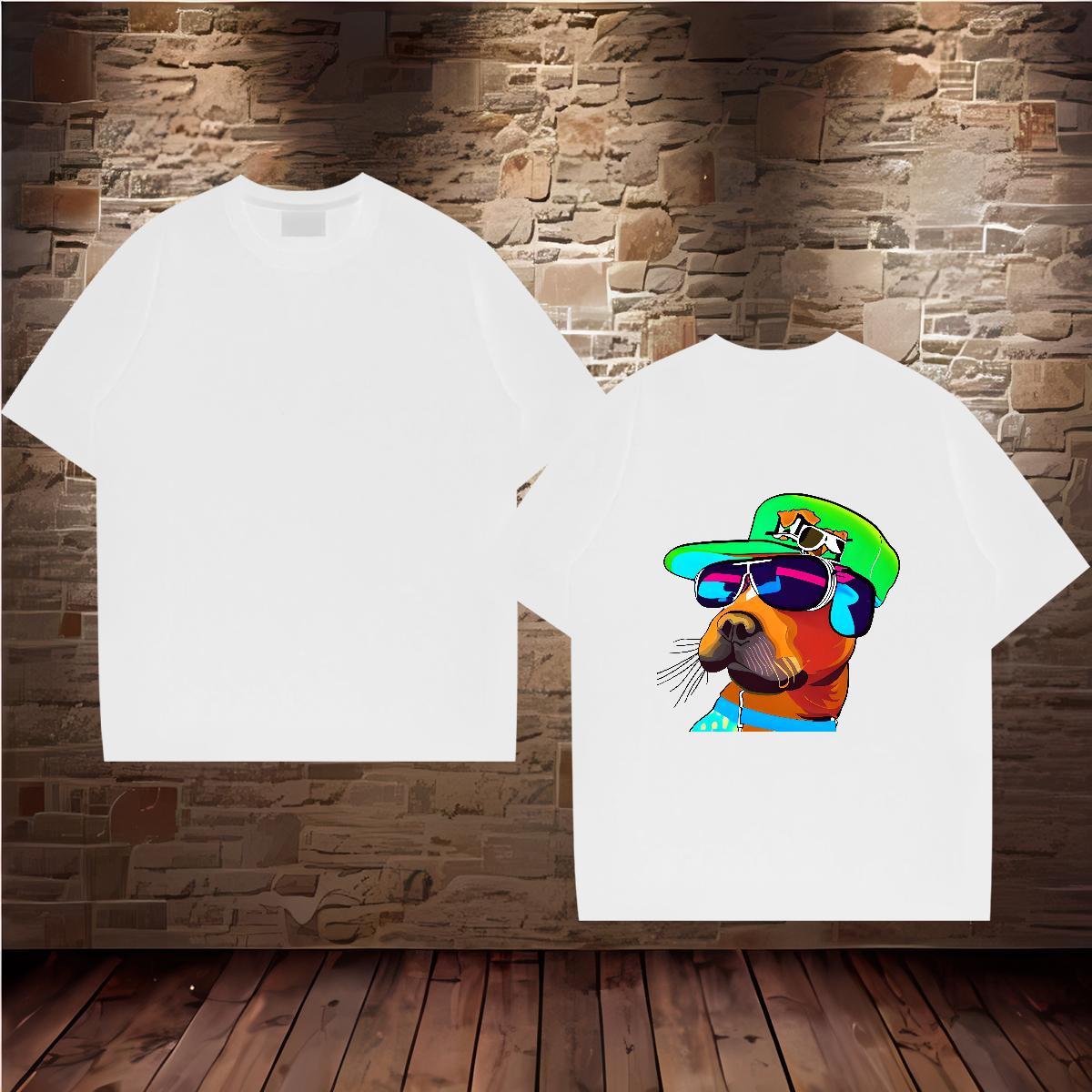 2024 DIY Mens T Shirts 230g Cotton dog Sports Casual Clothes Round Neck Short Sleeve Unisex Men Tops Tees Custom Printing