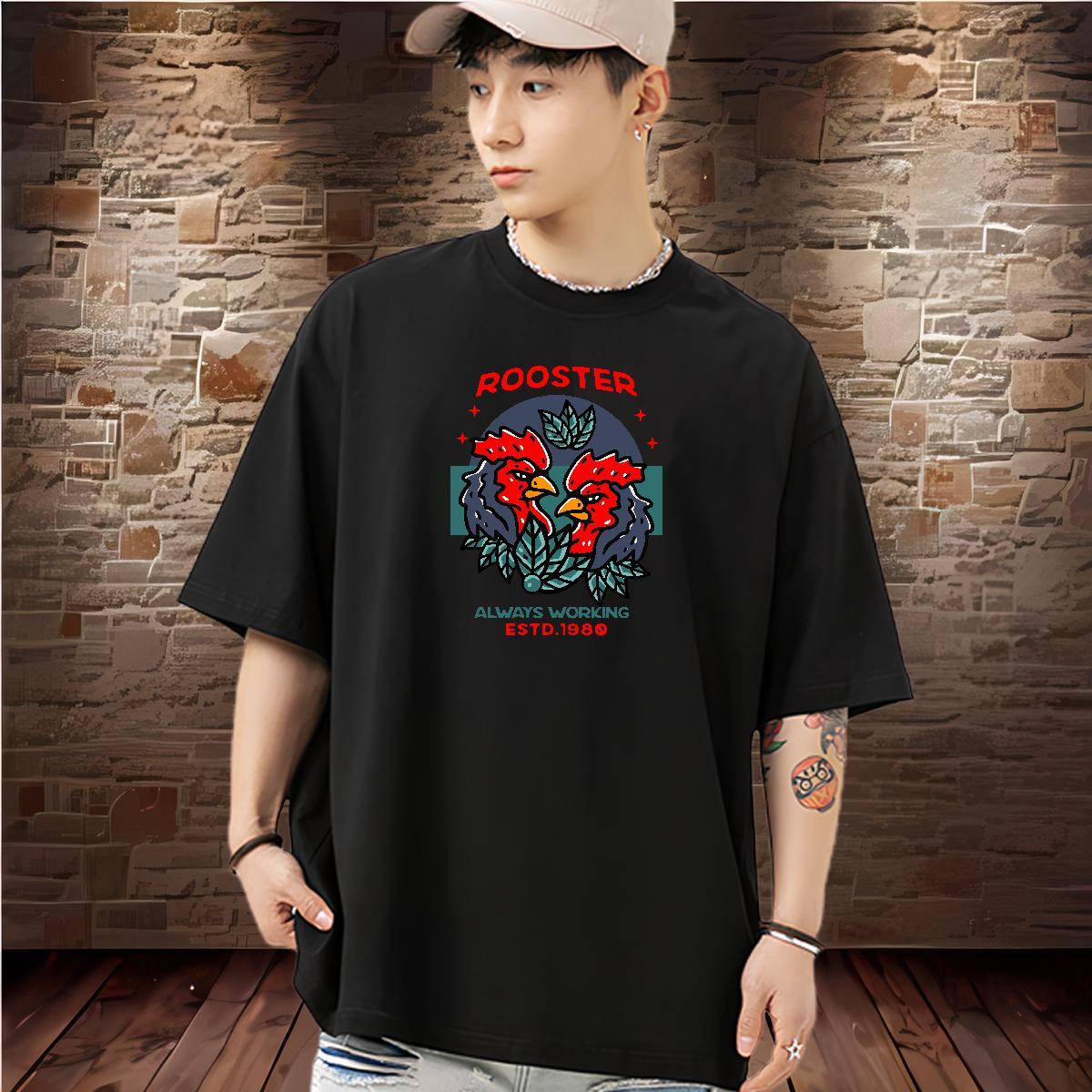Fashion T Shirts Men 230g Pure Cotton chicken Sports Casual Polos Breathable Soft High Quality Mens Tshirts Plus Size Custom