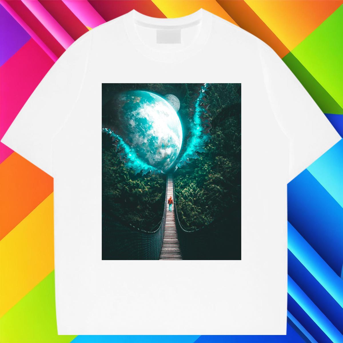 Soft Men Clothes T-Shirt 230g Cotton Outdoor sky DIY Short Sleeve O-Neck Classic Casual T shirt Tops Tees